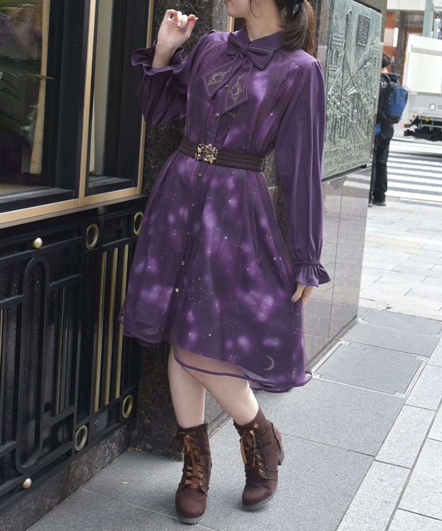 【アクシーズファム/axes femme】のアステリズムミニワンピ インテリア・キッズ・メンズ・レディースファッション・服の通販 founy(ファニー) 　ファッション　Fashion　レディースファッション　Fashion for Women　ワンピース　Dresses　アンティーク　Antique-Inspired　ショート　Short, Short Length　シンプル　Simple, Minimal　チャーム　Charm, Pendant　チュール　Tulip, Tulip Motif　プリント　Print, Printed Pattern　ボトム　Bottoms, Lower Wear　モチーフ　Motif, Design Theme　リボン　Ribbon, Bow　ロマンティック　Romantic, Feminine Style　冬　Winter / This Winter　おすすめ　Recommended / Our Picks　エレガント 上品　Elegant　パープル|ID: prp329100004779554 ipo3291000000034871826