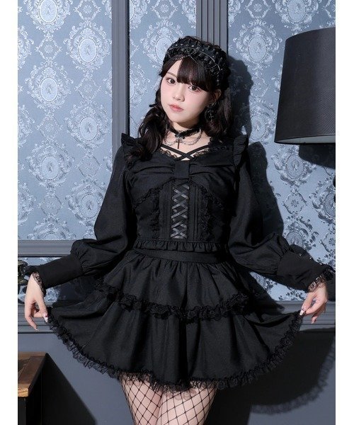 【ノエミ/NOEMIE】のデコルテチョーカーリボンカフスセットアップ インテリア・キッズ・メンズ・レディースファッション・服の通販 founy(ファニー) 　ファッション　Fashion　レディースファッション　Fashion for Women　セットアップ　Matching Sets　おすすめ　Recommended / Our Picks　ガーリー　Girly, Feminine Style　クラシカル　Classical, Vintage-Inspired　セットアップ　Set-Up, Coordinated Outfit　フリル　Frill, Ruffle　リボン　Ribbon, Bow　レース　Lace, Lace Fabric　黒|ID: prp329100004779571 ipo3291000000034666985