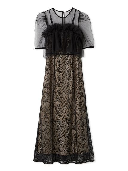 【フレイ アイディー/FRAY I.D】のシルバーリーフレースレイヤードドレス 人気、トレンドファッション・服の通販 founy(ファニー) 　ファッション　Fashion　レディースファッション　Fashion for Women　ワンピース　Dresses　フォーマル・パーティードレス・結婚式用ドレス　Elegant & Casual Dresses　エアリー　Airy Texture　エレガント 上品　Elegant　ギャザー　Gathered, Ruffled　サテン　Satin, Glossy Fabric　シアー　Sheer, See-Through　シェイプ　Shape, Slim Fit　シルバー　Silver, Metallic Silver　スマート　Smart, Elegant　チュール　Tulip, Tulip Motif　デコルテ　Décolleté, Neckline　ドレス　Dress, One-Piece　フィット　Fit, Slim Fit　フェミニン　Feminine, Girly　プリント　Print, Printed Pattern　ベロア　Velour, Soft Velvet　ボレロ　Bolero, Short Cardigan　モダン　Modern, Contemporary　リュクス　Luxury, Elegant, High-End, Chic　レース　Lace, Lace Fabric　結婚式　Wedding　二次会　After Party　 other-1|ID: prp329100004779578 ipo3291000000034667053