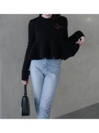 【アニュアンス/anuans】のペプラムショートニットトップス BLACK|ID: prp329100004779594 ipo3291000000034780289