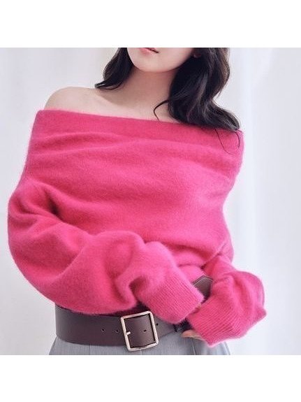 【スナイデル/SNIDEL】の【HIGH QUALITY/カンヘウォン着用】フォックスカシミヤオフショルプルオーバー インテリア・キッズ・メンズ・レディースファッション・服の通販 founy(ファニー) 　ファッション　Fashion　レディースファッション　Fashion for Women　トップス・カットソー　Cut & Sew Tops　カジュアルプルオーバー・ニットトップス　Pullovers & Knit Tops / Casual Pullovers　ウェーブ　Wavy Pattern　スマート　Smart, Elegant　トレンド　Trend, Trending Now　フォックス　Fox, Fox Fur　おすすめ　Recommended / Our Picks　PNK[066]|ID: prp329100004779690 ipo3291000000034728413