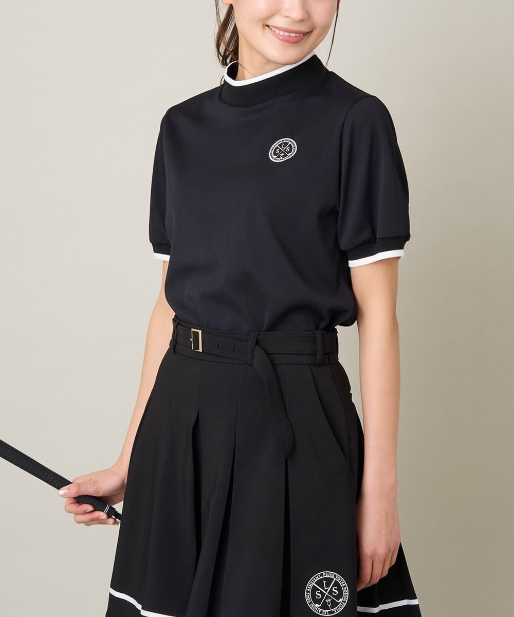 【アー ヴェー ヴェー/a.v.v】のレディースゴルフウエア バックプリントモックネックトップス インテリア・キッズ・メンズ・レディースファッション・服の通販 founy(ファニー) 　ファッション　Fashion　レディースファッション　Fashion for Women　トップス・カットソー　Cut & Sew Tops　キュロット　Culottes, Wide Shorts　吸水　Absorbent, Quick-Dry　スタイリッシュ　Stylish, Fashionable　スリット　Slit, Slit Detail　スリーブ　Sleeve, Long Sleeve / Short Sleeve　トレンド　Trend, Trending Now　ドレス　Dress, One-Piece　プリント　Print, Printed Pattern　プリーツ　Pleats, Pleated　ボトム　Bottoms, Lower Wear　半袖　Short Sleeve, Half Sleeve　モチーフ　Motif, Design Theme　モノトーン　Monotone, Black and White　ロング　Long, Long-Length　夏　Summer　ゴルフ　Golf　ブラック|ID: prp329100004779723 ipo3291000000034669551