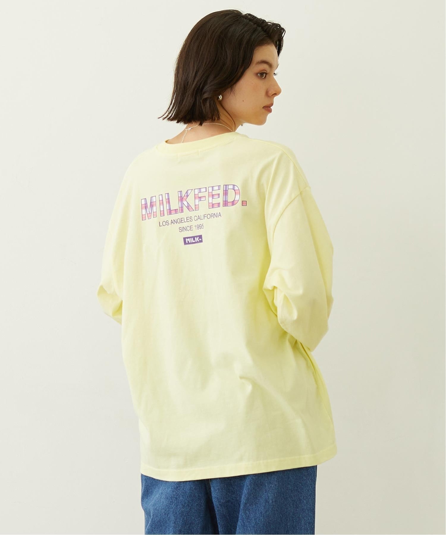 【ミルクフェド/MILKFED.】のMILKFED. PLAID LOGO L/S TEE インテリア・キッズ・メンズ・レディースファッション・服の通販 founy(ファニー) ファッション Fashion レディースファッション Fashion for Women チェック Check, Plaid, Tartan 人気 Popular, Best Seller 長袖 Long Sleeve, Full Sleeve YELLOW|ID: prp329100004779734 ipo3291000000034779720