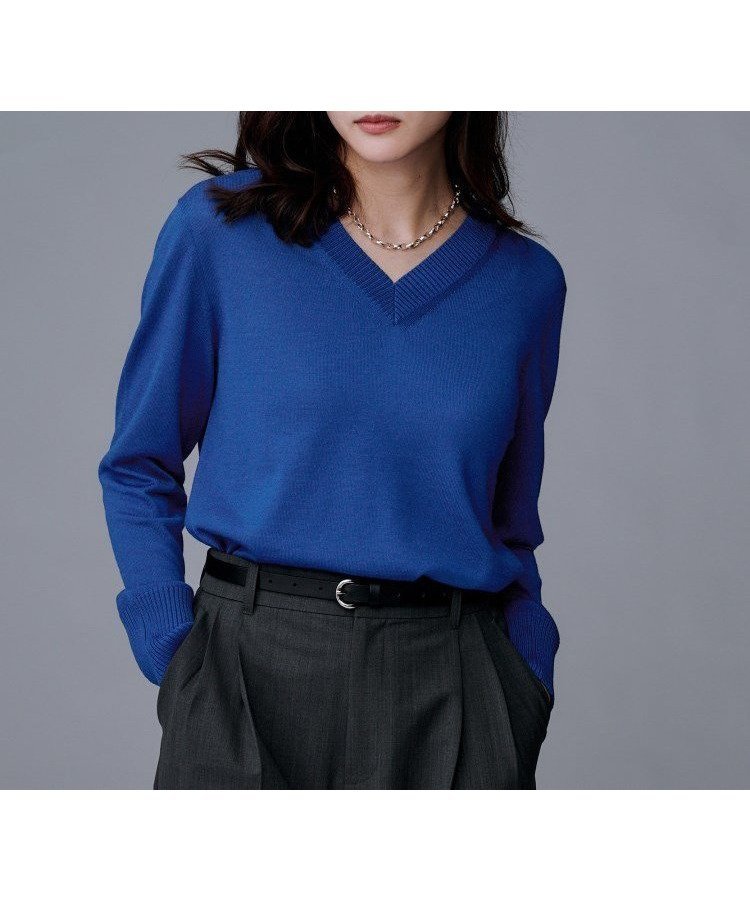 【アンタイトル/UNTITLED】の【洗える/きれいめ】Vネックプルオーバーニット インテリア・キッズ・メンズ・レディースファッション・服の通販 founy(ファニー) 　ファッション　Fashion　レディースファッション　Fashion for Women　トップス・カットソー　Cut & Sew Tops　ニット　Knit Tops & Sweaters　カジュアルプルオーバー・ニットトップス　Pullovers & Knit Tops / Casual Pullovers　Vネックトップス　V-Neck Tops / V-Cut Neckline Shirts　インナー　Innerwear　洗える　Machine Washable　シンプル　Simple, Minimal　ジャケット　Jacket, Outerwear　スタイリッシュ　Stylish, Fashionable　スマート　Smart, Elegant　デニム　Denim, Jeans Material　トレンド　Trend, Trending Now　ボトム　Bottoms, Lower Wear　ミックス　Mix, Mixed Style　おすすめ　Recommended / Our Picks　ブルー|ID: prp329100004779897 ipo3291000000034672973