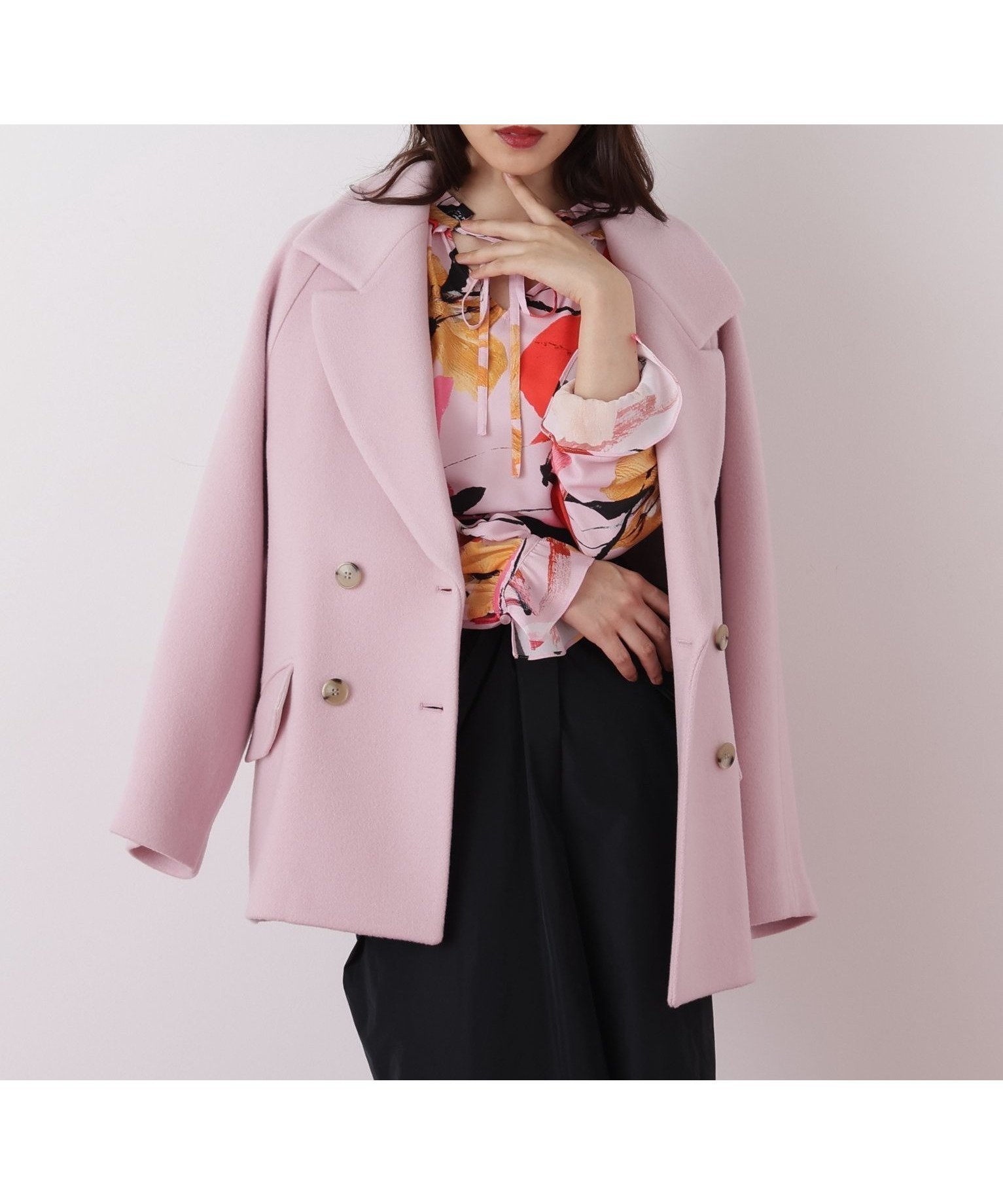 【ピンキーアンドダイアン/Pinky&Dianne】のダブルブレストショートコート 人気、トレンドファッション・服の通販 founy(ファニー) 　ファッション　Fashion　レディースファッション　Fashion for Women　アウター　Coat / Outerwear Collection　コート・ロングコート・ピーコート　Long Coats, Peacoats & More　ショート　Short, Short Length　ストレッチ　Stretch, Stretchy Fabric　ダブル　Double, Double-Breasted　フェミニン　Feminine, Girly　フォルム　Silhouette, Form　ベーシック　Basic, Essential　ボトム　Bottoms, Lower Wear　ポケット　Pocket, Pocket Detail　 other-1|ID: prp329100004780299 ipo3291000000035018222