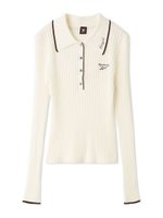 【フレイ アイディー/FRAY I.D】の【Reebok× FRAY I.D】ラメリブポロカラーニット 人気、トレンドファッション・服の通販 founy(ファニー) ファッション Fashion レディースファッション Fashion for Women トップス・カットソー Cut & Sew Tops ニット Knit Tops & Sweaters コラボ Collaboration, Collab コンパクト Compact, Small Size スタイリッシュ Stylish, Fashionable スポーツ Sports, Activewear スマート Smart, Elegant リブニット Rib Knit, Ribbed Knit |ID:prp329100004780351