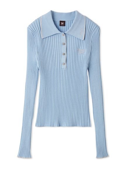 【フレイ アイディー/FRAY I.D】の【Reebok× FRAY I.D】ラメリブポロカラーニット インテリア・キッズ・メンズ・レディースファッション・服の通販 founy(ファニー) 　ファッション　Fashion　レディースファッション　Fashion for Women　トップス・カットソー　Cut & Sew Tops　ニット　Knit Tops & Sweaters　コラボ　Collaboration, Collab　コンパクト　Compact, Small Size　スタイリッシュ　Stylish, Fashionable　スポーツ　Sports, Activewear　スマート　Smart, Elegant　リブニット　Rib Knit, Ribbed Knit　LBLU[081]|ID: prp329100004780351 ipo3291000000034721738