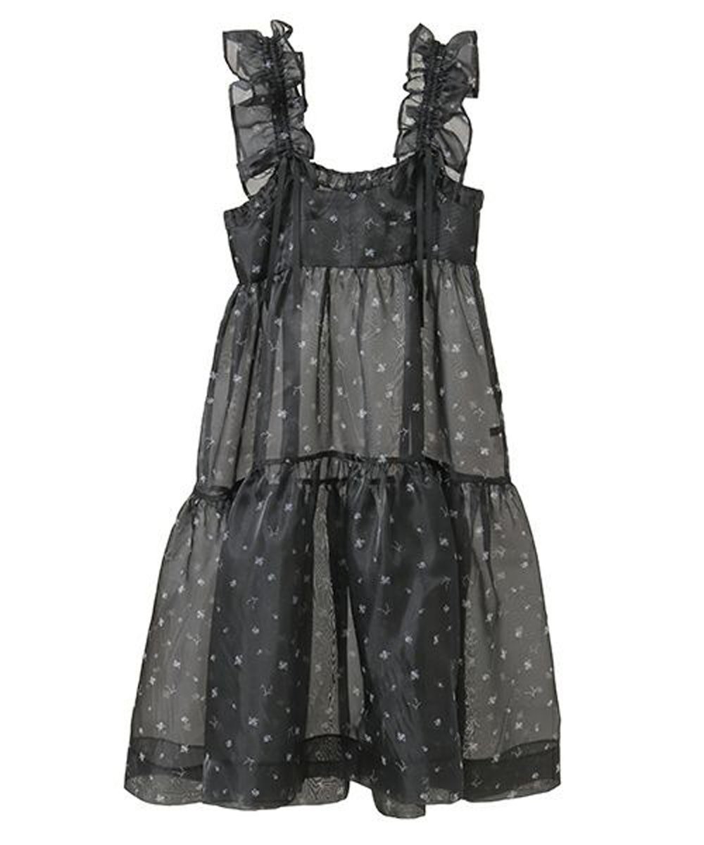 【キャンディストリッパー/Candy Stripper】のGARDEN BUSTIER DRESS インテリア・キッズ・メンズ・レディースファッション・服の通販 founy(ファニー) 　ファッション　Fashion　レディースファッション　Fashion for Women　トップス・カットソー　Cut & Sew Tops　ビスチェ　Bustiers & Corset Tops / Layered Bustier Style　ワンピース　Dresses　フォーマル・パーティードレス・結婚式用ドレス　Elegant & Casual Dresses　おすすめ　Recommended / Our Picks　イエロー　Yellow　オーガンジー　Organza Fabric　ガーリー　Girly, Feminine Style　シアー　Sheer, See-Through　ショルダー　Shoulder, Shoulder Strap　ダウン　Down, Puffer　デニム　Denim, Jeans Material　ドレス　Dress, One-Piece　バランス　Balance, Style Balance　パターン　Pattern, Design Print　フラワー　Flower, Floral　プリント　Print, Printed Pattern　ランジェリー　Lingerie, Intimate Wear　リボン　Ribbon, Bow　BLACK|ID: prp329100004780405 ipo3291000000034680121