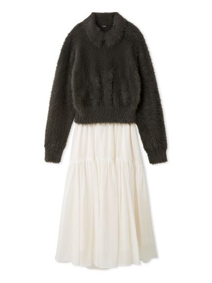 【ミラオーウェン/Mila Owen】の【セットアイテム】衿付きニットティアードスカートコーデSET インテリア・キッズ・メンズ・レディースファッション・服の通販 founy(ファニー) 　ファッション　Fashion　レディースファッション　Fashion for Women　セットアップ　Matching Sets　スカート・ミニ/ミディ/マキシ　Skirts / Mini, Midi & Maxi Skirts　スカート　Skirts　ティアードスカート　Tiered Skirts　シアー　Sheer, See-Through　スマート　Smart, Elegant　ティアードスカート　Tiered Skirt, Flounced Skirt　デニム　Denim, Jeans Material　トレンド　Trend, Trending Now　バランス　Balance, Style Balance　ベビー　Baby, Babywear　ボトム　Bottoms, Lower Wear　モノトーン　Monotone, Black and White　冬　Winter / This Winter　ホリデーシーズン　Holiday Season　CGRY[007]|ID: prp329100004780517 ipo3291000000034832093