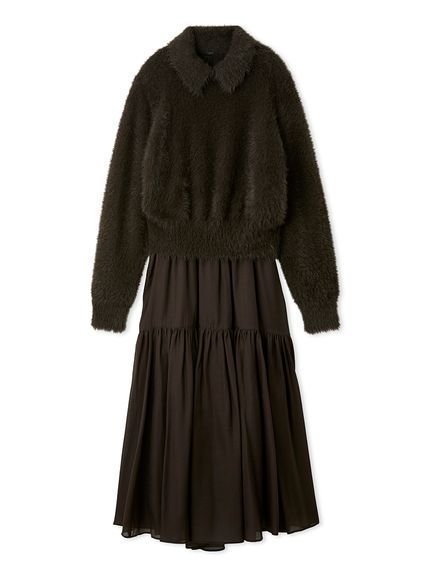 【ミラオーウェン/Mila Owen】の【セットアイテム】衿付きニットティアードスカートコーデSET インテリア・キッズ・メンズ・レディースファッション・服の通販 founy(ファニー) 　ファッション　Fashion　レディースファッション　Fashion for Women　セットアップ　Matching Sets　スカート・ミニ/ミディ/マキシ　Skirts / Mini, Midi & Maxi Skirts　スカート　Skirts　ティアードスカート　Tiered Skirts　シアー　Sheer, See-Through　スマート　Smart, Elegant　ティアードスカート　Tiered Skirt, Flounced Skirt　デニム　Denim, Jeans Material　トレンド　Trend, Trending Now　バランス　Balance, Style Balance　ベビー　Baby, Babywear　ボトム　Bottoms, Lower Wear　モノトーン　Monotone, Black and White　冬　Winter / This Winter　ホリデーシーズン　Holiday Season　BRW[058]|ID: prp329100004780517 ipo3291000000034832094