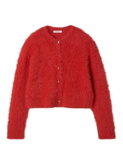 【ミラオーウェン/Mila Owen】のクルーネックシャギーニットカーデ インテリア・キッズ・メンズ・レディースファッション・服の通販 founy(ファニー) 　ファッション　Fashion　レディースファッション　Fashion for Women　トップス・カットソー　Cut & Sew Tops　ニット　Knit Tops & Sweaters　RED[046]|ID: prp329100004780519 ipo3291000000034872005