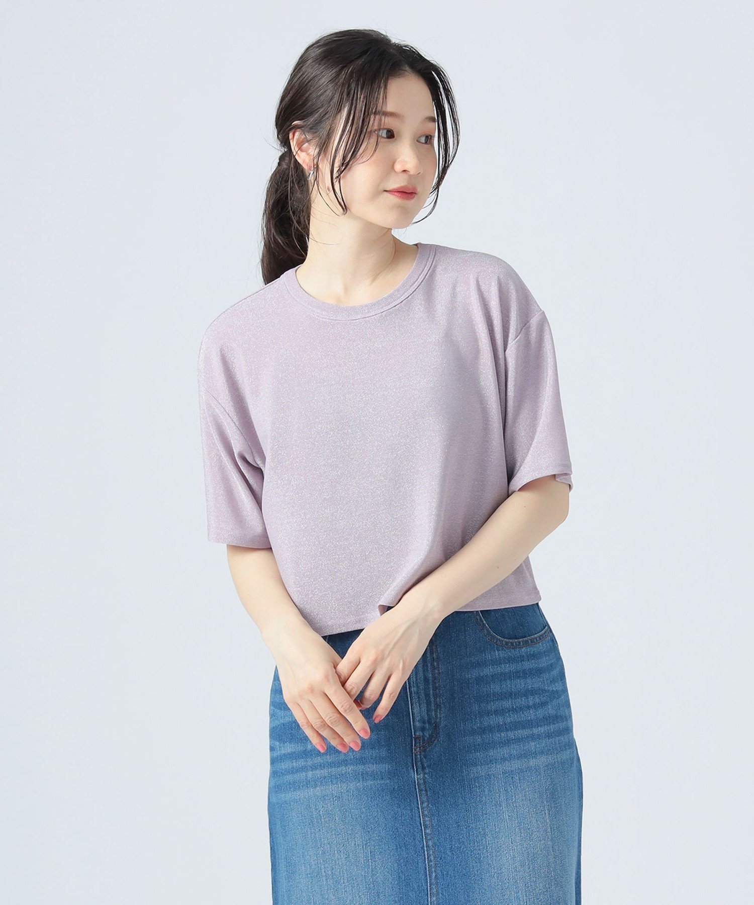 【ビームス ウイメン/BEAMS】のラメ クロップド Tシャツ インテリア・キッズ・メンズ・レディースファッション・服の通販 founy(ファニー) 　ファッション　Fashion　レディースファッション　Fashion for Women　トップス・カットソー　Cut & Sew Tops　シャツ・ブラウス・オフィスカジュアル　Elegant Blouses & Button-Ups　ロングTシャツ・Tシャツ　Longline T-Shirts & Tees　キャミ　Camisole, Cami Top　クロップド　Cropped, Short Length　コンパクト　Compact, Small Size　シンプル　Simple, Minimal　スラックス　Slacks, Dress Pants　ティアード　Tiered, Tiered Style　トレンド　Trend, Trending Now　バランス　Balance, Style Balance　バルーン　Balloon, Balloon Silhouette　ビスチェ　Bustier, Corset Top　ベーシック　Basic, Essential　ボトム　Bottoms, Lower Wear　半袖　Short Sleeve, Half Sleeve　リラックス　Relax, Relaxed Fit　おすすめ　Recommended / Our Picks　PINK|ID: prp329100004781114 ipo3291000000035129602