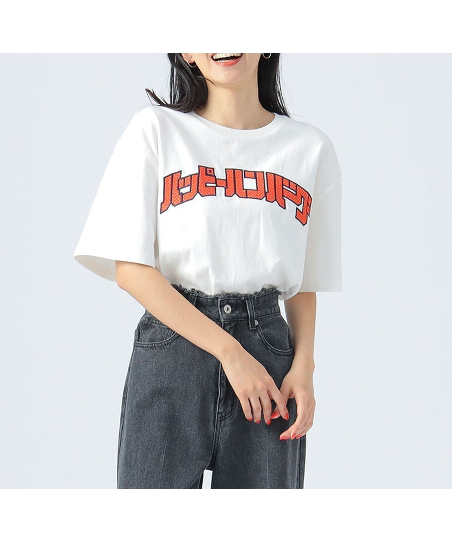 【ビームス ウイメン/BEAMS】の【EXCLUSIVE】ハッピーハンバーグ カレッジ Tシャツ インテリア・キッズ・メンズ・レディースファッション・服の通販 founy(ファニー) 　ファッション　Fashion　レディースファッション　Fashion for Women　トップス・カットソー　Cut & Sew Tops　シャツ・ブラウス・オフィスカジュアル　Elegant Blouses & Button-Ups　ロングTシャツ・Tシャツ　Longline T-Shirts & Tees　フロント　Front, Front Design　OFF WHITE|ID: prp329100004781124 ipo3291000000034811874