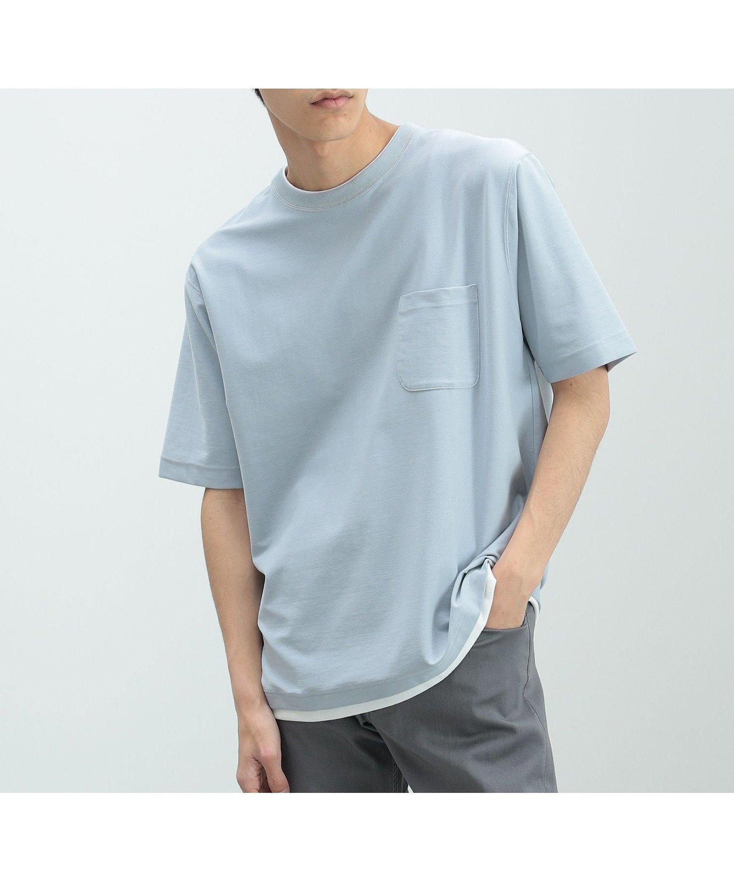 【ビームス ウイメン/BEAMS】のフェイクレイヤー ポケット Tシャツ(接触冷感) インテリア・キッズ・メンズ・レディースファッション・服の通販 founy(ファニー) 　ファッション　Fashion　レディースファッション　Fashion for Women　トップス・カットソー　Cut & Sew Tops　シャツ・ブラウス・オフィスカジュアル　Elegant Blouses & Button-Ups　ロングTシャツ・Tシャツ　Longline T-Shirts & Tees　インナー　Innerwear　シンプル　Simple, Minimal　ジャケット　Jacket, Outerwear　スタイリッシュ　Stylish, Fashionable　デニム　Denim, Jeans Material　フィット　Fit, Slim Fit　ポケット　Pocket, Pocket Detail　モダン　Modern, Contemporary　リラックス　Relax, Relaxed Fit　おすすめ　Recommended / Our Picks　夏　Summer　SMOKE_BLUE|ID: prp329100004781163 ipo3291000000035181162