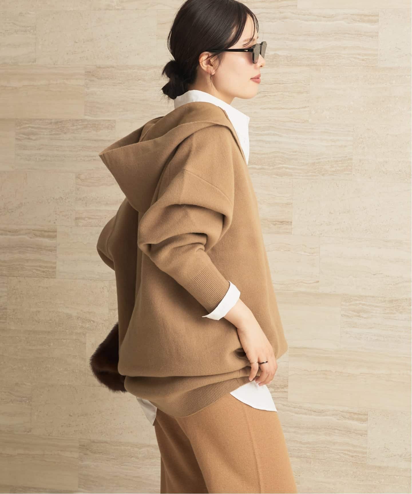 【プラージュ/Plage】のフーディー ミニワンピース インテリア・キッズ・メンズ・レディースファッション・服の通販 founy(ファニー) 　ファッション　Fashion　レディースファッション　Fashion for Women　ワンピース　Dresses　おすすめ　Recommended / Our Picks　なめらか　Smooth, Silky Texture　インナー　Innerwear　キャメル|ID: prp329100004781236 ipo3291000000034688874