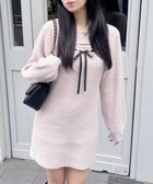 【イング/INGNI】のINGNI/12GフェザーデコルテオープンニットOP 人気、トレンドファッション・服の通販 founy(ファニー) ファッション Fashion レディースファッション Fashion for Women トップス・カットソー Cut & Sew Tops ニット Knit Tops & Sweaters ガーリー Girly, Feminine Style 今季 This Season, Current Season スマホ Smartphone, Mobile Device デコルテ Décolleté, Neckline トレンド Trend, Trending Now フェザー Feather, Feather Detail リボン Ribbon, Bow ロング Long, Long-Length 冬 Winter / This Winter thumbnail ピンク|ID: prp329100004781271 ipo3291000000034689065