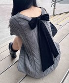 【イング/INGNI】のINGNI/5G Backベロアリボンケーブルチュニックニット 人気、トレンドファッション・服の通販 founy(ファニー) ファッション Fashion レディースファッション Fashion for Women トップス・カットソー Cut & Sew Tops ニット Knit Tops & Sweaters ベロアトップス Velour Tops / Velvet-Look Items ガーリー Girly, Feminine Style スマホ Smartphone, Mobile Device チュニック Tunic, Long Top デニム Denim, Jeans Material 定番 Standard, Basic Item フェミニン Feminine, Girly ベロア Velour, Soft Velvet ボトム Bottoms, Lower Wear リボン Ribbon, Bow ロング Long, Long-Length 冬 Winter / This Winter A/W・秋冬 Autumn/Winter thumbnail チャコールグレー/クロ|ID: prp329100004781284 ipo3291000000034689128
