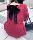 【イング/INGNI】のINGNI/5G Backベロアリボンケーブルチュニックニット 人気、トレンドファッション・服の通販 founy(ファニー) ファッション Fashion レディースファッション Fashion for Women トップス・カットソー Cut & Sew Tops ニット Knit Tops & Sweaters ベロアトップス Velour Tops / Velvet-Look Items ガーリー Girly, Feminine Style スマホ Smartphone, Mobile Device チュニック Tunic, Long Top デニム Denim, Jeans Material 定番 Standard, Basic Item フェミニン Feminine, Girly ベロア Velour, Soft Velvet ボトム Bottoms, Lower Wear リボン Ribbon, Bow ロング Long, Long-Length 冬 Winter / This Winter A/W・秋冬 Autumn/Winter thumbnail ボルドー/クロ|ID: prp329100004781284 ipo3291000000034689134