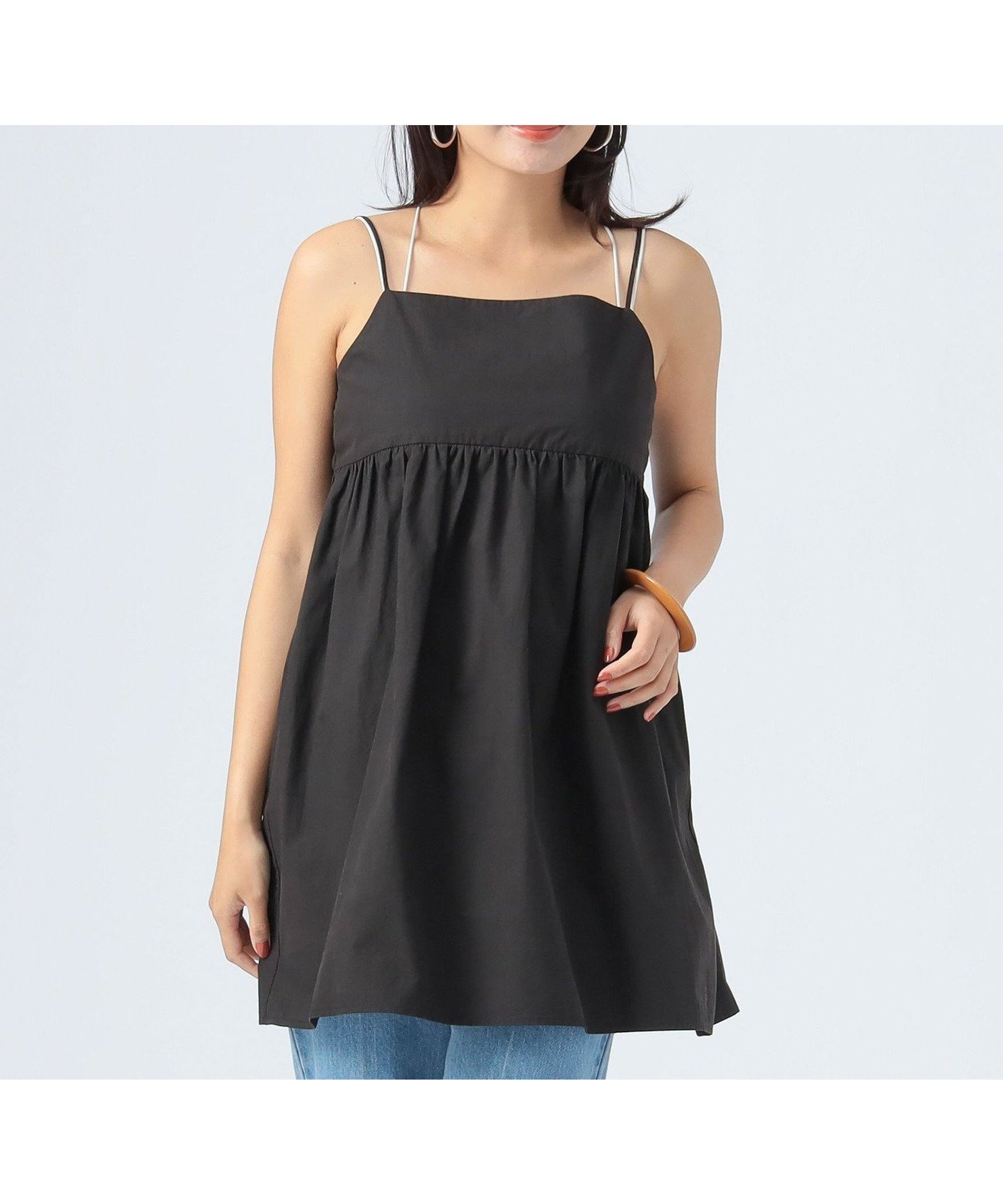 【ビームス ウイメン/BEAMS】のバックシャン キャミ ワンピース インテリア・キッズ・メンズ・レディースファッション・服の通販 founy(ファニー) 　ファッション　Fashion　レディースファッション　Fashion for Women　ワンピース　Dresses　キャミソールワンピース　Camisole Dresses　おすすめ　Recommended / Our Picks　カットオフ　Cut-Off Design　カットソー　Cut and Sewn Top　キャミ　Camisole, Cami Top　キャミソール　Camisole, Spaghetti Strap Top　ギャザー　Gathered, Ruffled　デニム　Denim, Jeans Material　リボン　Ribbon, Bow　ワイド　Wide, Wide Fit　BLACK|ID: prp329100004781314 ipo3291000000034689343