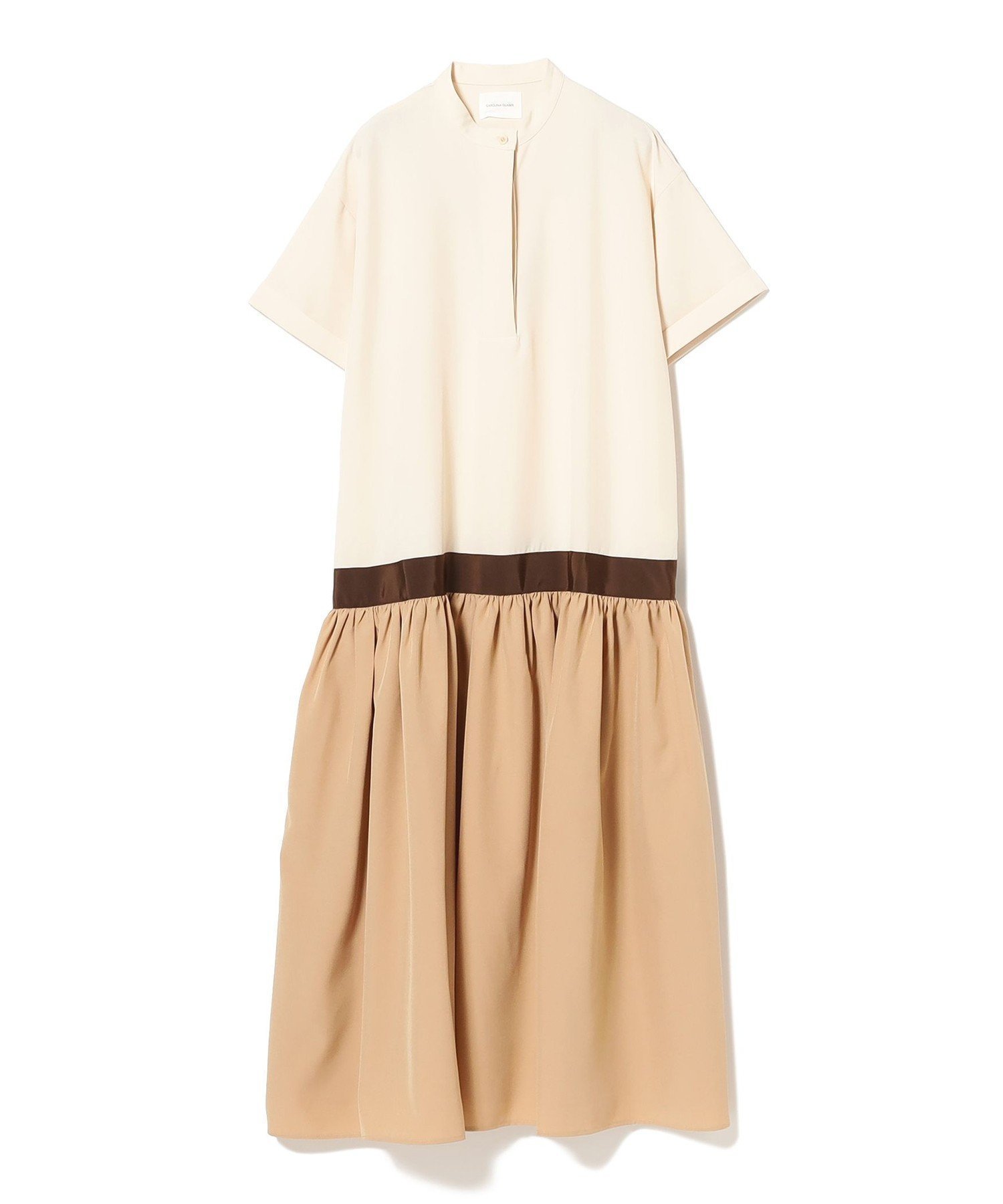 【ビームス ウイメン/BEAMS】のドッキング配色ワンピース(0212CL) インテリア・キッズ・メンズ・レディースファッション・服の通販 founy(ファニー) 　ファッション　Fashion　レディースファッション　Fashion for Women　ワンピース　Dresses　ギャザー　Gathered, Ruffled　ショルダー　Shoulder, Shoulder Strap　スタンダード　Standard, Basic　ドッキング　Docking, Mixed Material　ドロップ　Drop Shoulder, Dropped Style　バランス　Balance, Style Balance　パーティ　Party, Party Style　エレガント 上品　Elegant　人気　Popular, Best Seller　ビジネス 仕事 通勤　Business / Work / Commuting　IVORY|ID: prp329100004781346 ipo3291000000034951504