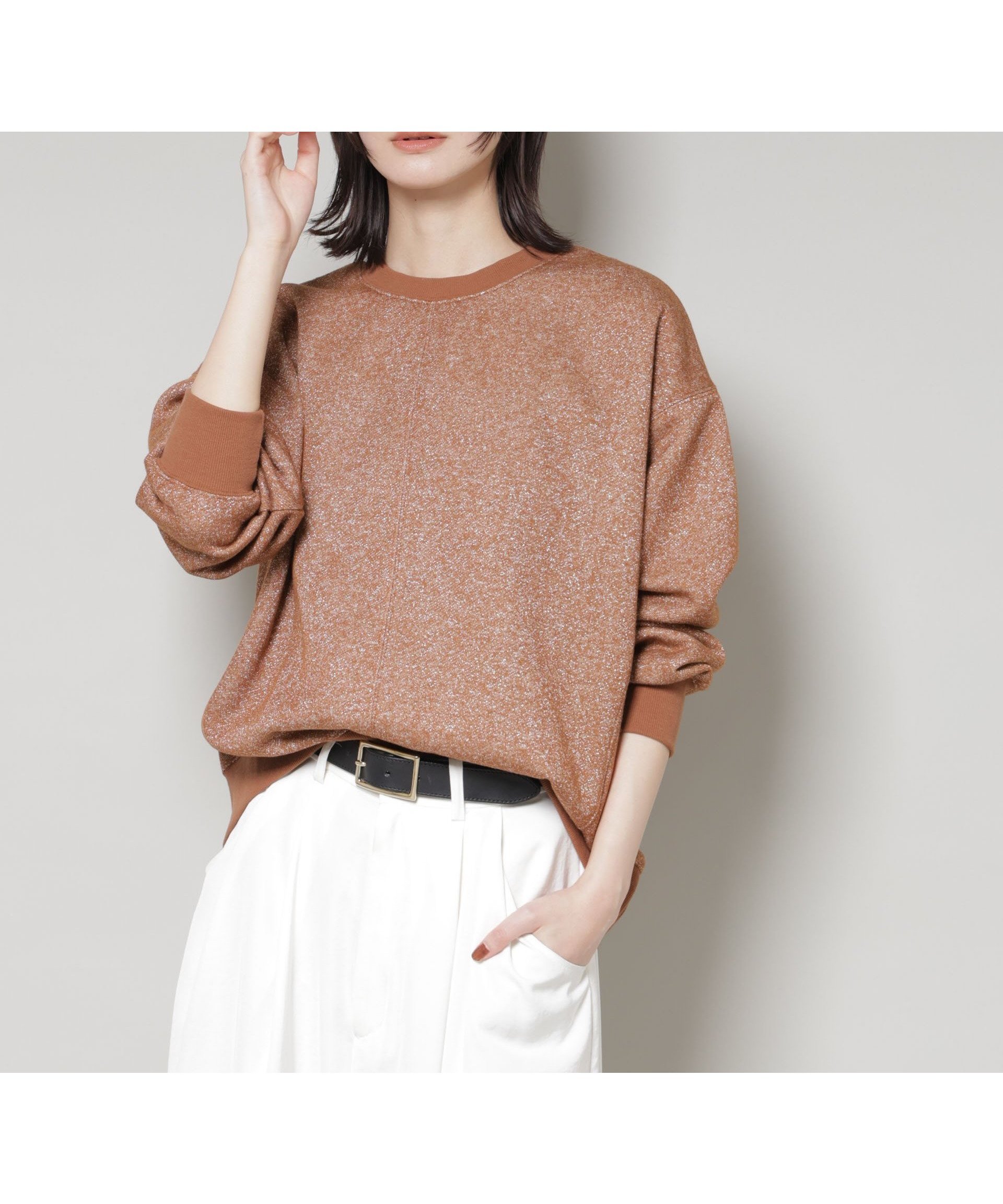 【ナノ ユニバース/nano universe】のラメ裏毛トップス インテリア・キッズ・メンズ・レディースファッション・服の通販 founy(ファニー) 　ファッション　Fashion　レディースファッション　Fashion for Women　トップス・カットソー　Cut & Sew Tops　カットソー　Cut and Sewn Top　バランス　Balance, Style Balance　リラックス　Relax, Relaxed Fit　ロング　Long, Long-Length　ワイド　Wide, Wide Fit　A/W・秋冬　Autumn/Winter　アウトレット　Outlet / Clearance　エレガント 上品　Elegant　2025年　2025　2025-2026秋冬・A/W　Autumn/Winter 2025–26 AW25–26　ブラウン|ID: prp329100004781347 ipo3291000000034689565