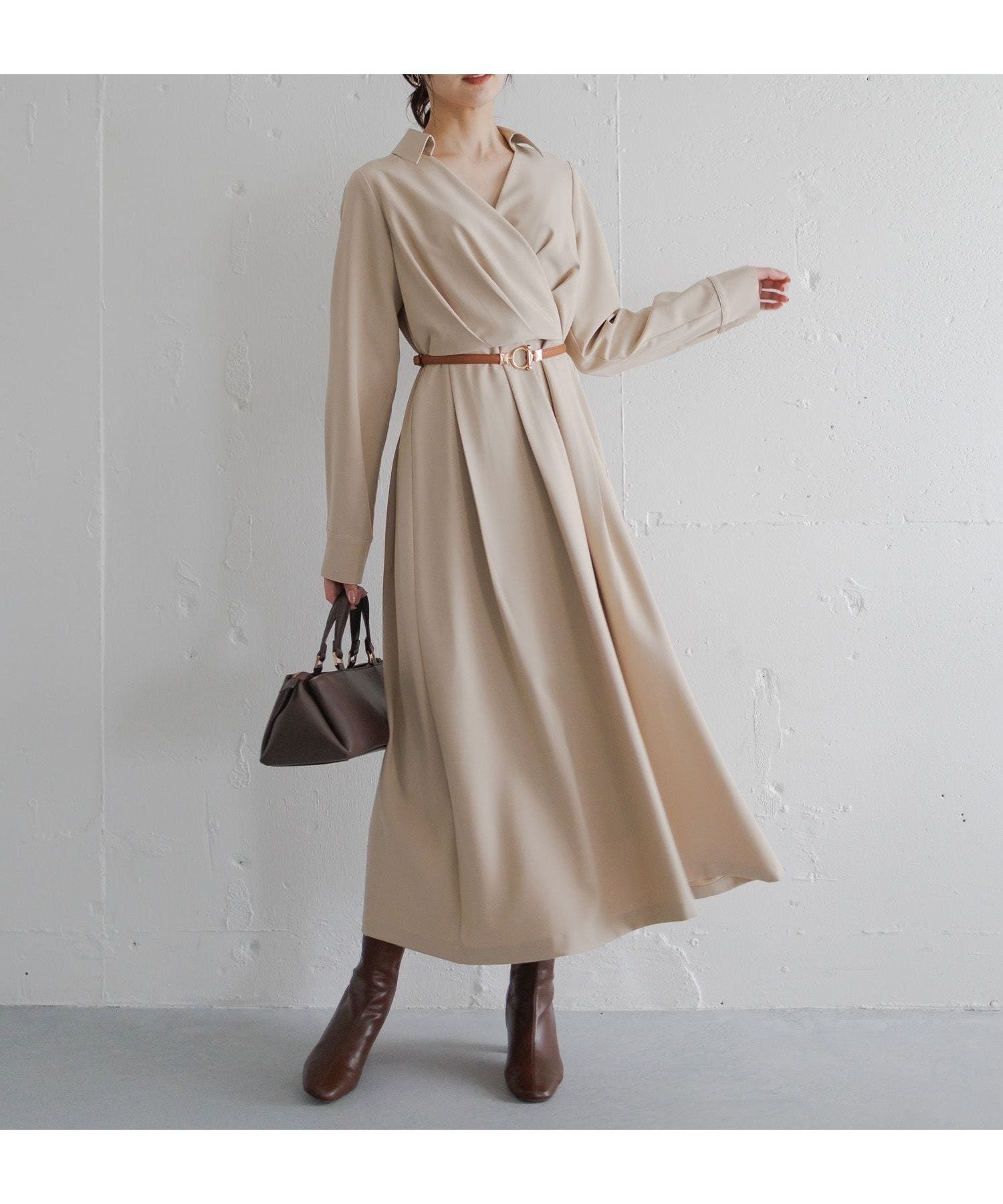 【アンデミュウ/Andemiu】のカシュクールワンピース インテリア・キッズ・メンズ・レディースファッション・服の通販 founy(ファニー) ファッション Fashion レディースファッション Fashion for Women ワンピース Dresses おすすめ Recommended / Our Picks エレガント 上品 Elegant カシュクール Wrap Design 夏 Summer ベージュ|ID: prp329100004781381 ipo3291000000034871610