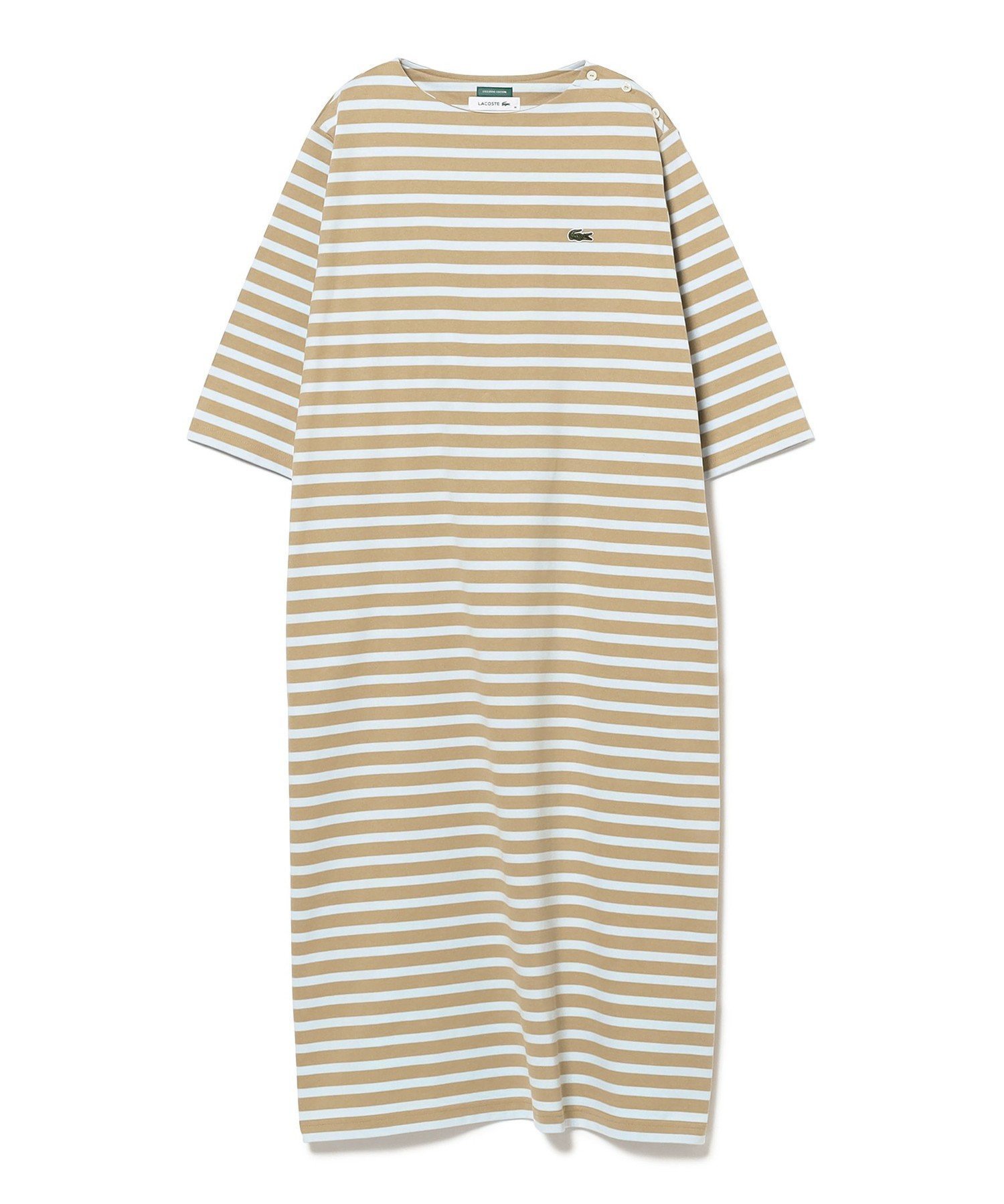 【ビームス ウイメン/BEAMS】の【別注】LACOSTE / ボーダー ハーフスリーブ ドレス インテリア・キッズ・メンズ・レディースファッション・服の通販 founy(ファニー) 　ファッション　Fashion　レディースファッション　Fashion for Women　ワンピース　Dresses　フォーマル・パーティードレス・結婚式用ドレス　Elegant & Casual Dresses　アクセサリー　Fashion Accessories　インナー　Innerwear　春　Spring　キャミソール　Camisole, Spaghetti Strap Top　サンダル　Sandals, Summer Shoes　スニーカー　Sneakers, Trainers　スポーツ　Sports, Activewear　スリーブ　Sleeve, Long Sleeve / Short Sleeve　タンク　Tank Top, Sleeveless Top　デコルテ　Décolleté, Neckline　ドレス　Dress, One-Piece　定番　Standard, Basic Item　人気　Popular, Best Seller　ハーフ　Half, Half-Length　フランス　France, French　ボーダー　Border, Stripe　ポロシャツ　Polo Shirt, Collared Tee　別注　Limited Edition, Custom Order　リラックス　Relax, Relaxed Fit　S/S・春夏　SS, Spring/Summer, Warm Season　おすすめ　Recommended / Our Picks　お家時間・ステイホーム　Stay Home / At Home　夏　Summer　エレガント 上品　Elegant　BEIGE*SAX|ID: prp329100004781417 ipo3291000000034800276