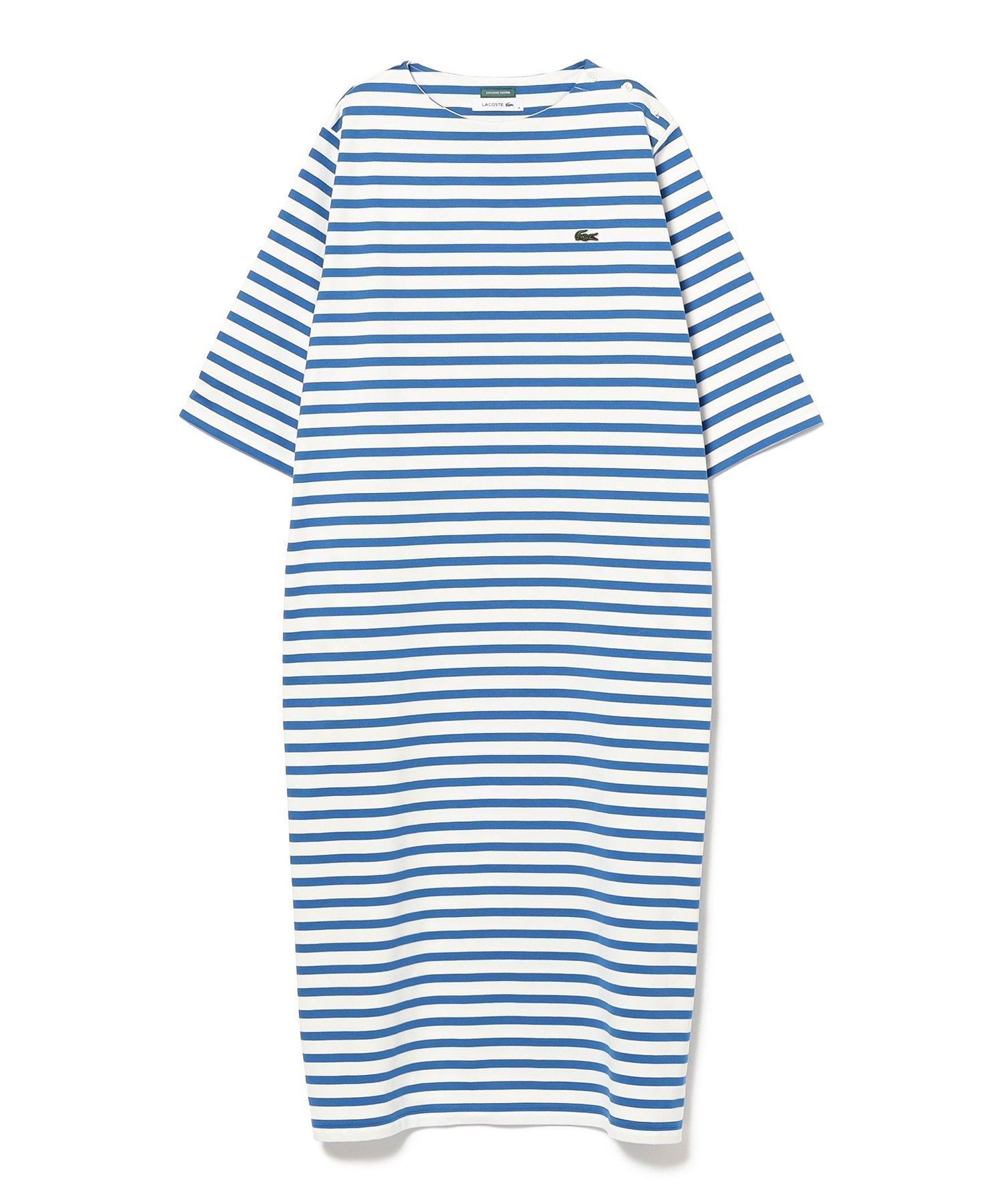 【ビームス ウイメン/BEAMS】の【別注】LACOSTE / ボーダー ハーフスリーブ ドレス インテリア・キッズ・メンズ・レディースファッション・服の通販 founy(ファニー) 　ファッション　Fashion　レディースファッション　Fashion for Women　ワンピース　Dresses　フォーマル・パーティードレス・結婚式用ドレス　Elegant & Casual Dresses　アクセサリー　Fashion Accessories　インナー　Innerwear　春　Spring　キャミソール　Camisole, Spaghetti Strap Top　サンダル　Sandals, Summer Shoes　スニーカー　Sneakers, Trainers　スポーツ　Sports, Activewear　スリーブ　Sleeve, Long Sleeve / Short Sleeve　タンク　Tank Top, Sleeveless Top　デコルテ　Décolleté, Neckline　ドレス　Dress, One-Piece　定番　Standard, Basic Item　人気　Popular, Best Seller　ハーフ　Half, Half-Length　フランス　France, French　ボーダー　Border, Stripe　ポロシャツ　Polo Shirt, Collared Tee　別注　Limited Edition, Custom Order　リラックス　Relax, Relaxed Fit　S/S・春夏　SS, Spring/Summer, Warm Season　おすすめ　Recommended / Our Picks　お家時間・ステイホーム　Stay Home / At Home　夏　Summer　エレガント 上品　Elegant　BLUE|ID: prp329100004781417 ipo3291000000034800277