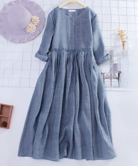 【スピーガ/SPIGA】のウエストタックギャザー七分袖ロングワンピース 人気、トレンドファッション・服の通販 founy(ファニー) ファッション Fashion レディースファッション Fashion for Women ワンピース Dresses ロング Long, Long-Length |ID:prp329100004781455