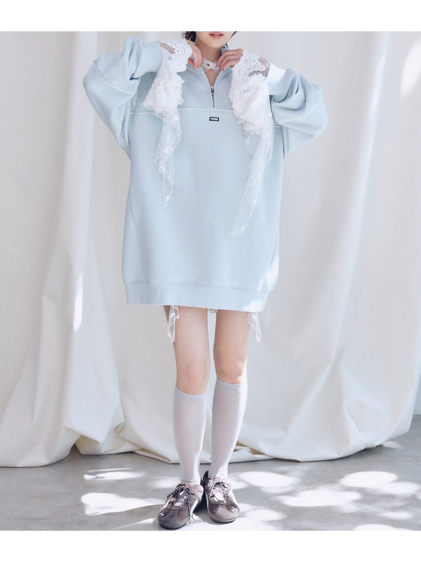 【スナイデル/SNIDEL】の【SNIDEL×PUMA】スエットワンピース インテリア・キッズ・メンズ・レディースファッション・服の通販 founy(ファニー) 　ファッション　Fashion　レディースファッション　Fashion for Women　ワンピース　Dresses　ウェーブ　Wavy Pattern　コレクション　Collection, Seasonal Line　シンプル　Simple, Minimal　ジップ　Zip, Zipper　スウェット / スエット　Sweatshirt, Sweatwear　スタンド　Stand Collar, Upright Stand　スポーツ　Sports, Activewear　スポーティ　Sporty, Casual Athletic　スマート　Smart, Elegant　デニム　Denim, Jeans Material　プリント　Print, Printed Pattern　リラックス　Relax, Relaxed Fit　おすすめ　Recommended / Our Picks　LBLU[081]|ID: prp329100004781458 ipo3291000000034690383