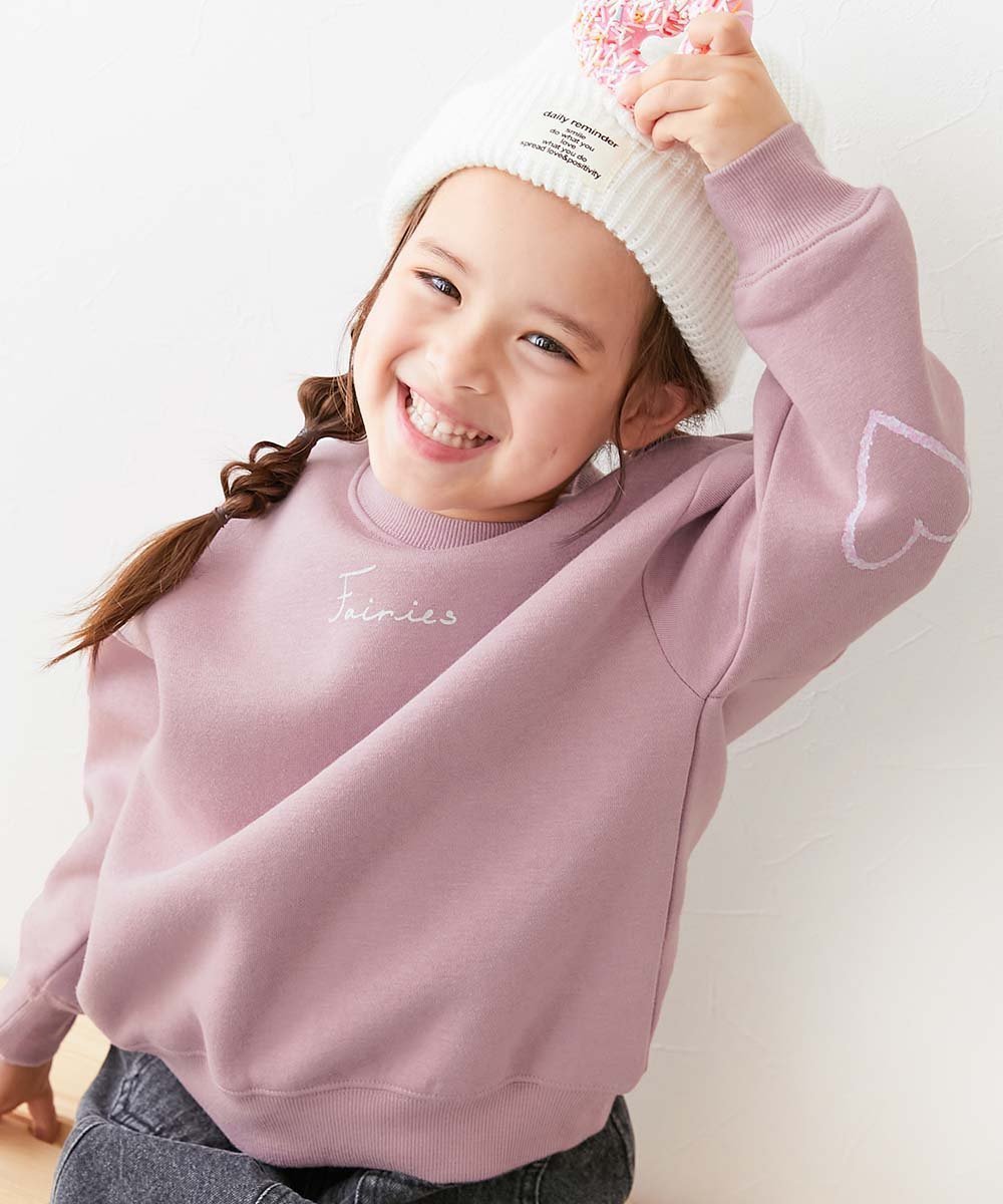 【デビロック/devirock / KIDS】のデビラボ ガールズ プリント BOXシルエット 裏起毛トレーナー トレーナー 25AW インテリア・キッズ・メンズ・レディースファッション・服の通販 founy(ファニー) ファッション Fashion キッズファッション Fashion for Kids スニーカー Sneakers, Trainers トレーナー Sweatshirt, Trainer プリント Print, Printed Pattern おすすめ Recommended / Our Picks 2025年 2025 2025-2026秋冬・A/W Autumn/Winter 2025–26 AW25–26 024-袖ハート-くすみピンク|ID: prp329100004781603 ipo3291000000034692618