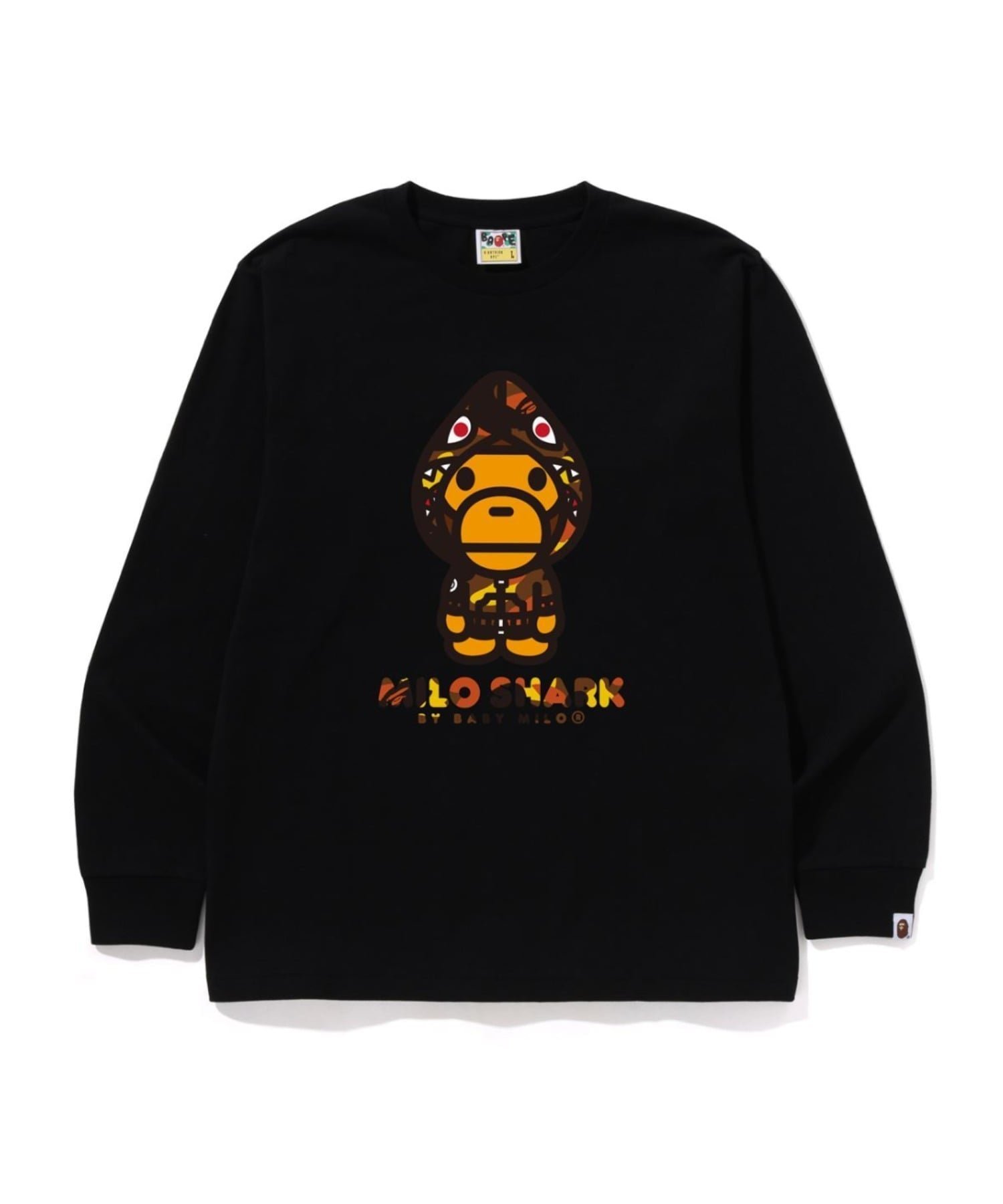 【ア ベイシング エイプ/A BATHING APE】の1ST CAMO MILO SHARK FZH LS TEE インテリア・キッズ・メンズ・レディースファッション・服の通販 founy(ファニー) 　ファッション　Fashion　レディースファッション　Fashion for Women　インナー　Innerwear　スリーブ　Sleeve, Long Sleeve / Short Sleeve　フロント　Front, Front Design　プリント　Print, Printed Pattern　モチーフ　Motif, Design Theme　ラバー　Rubber, Rubber Sole　ロング　Long, Long-Length　BKxOR|ID: prp329100004782021 ipo3291000000034873528