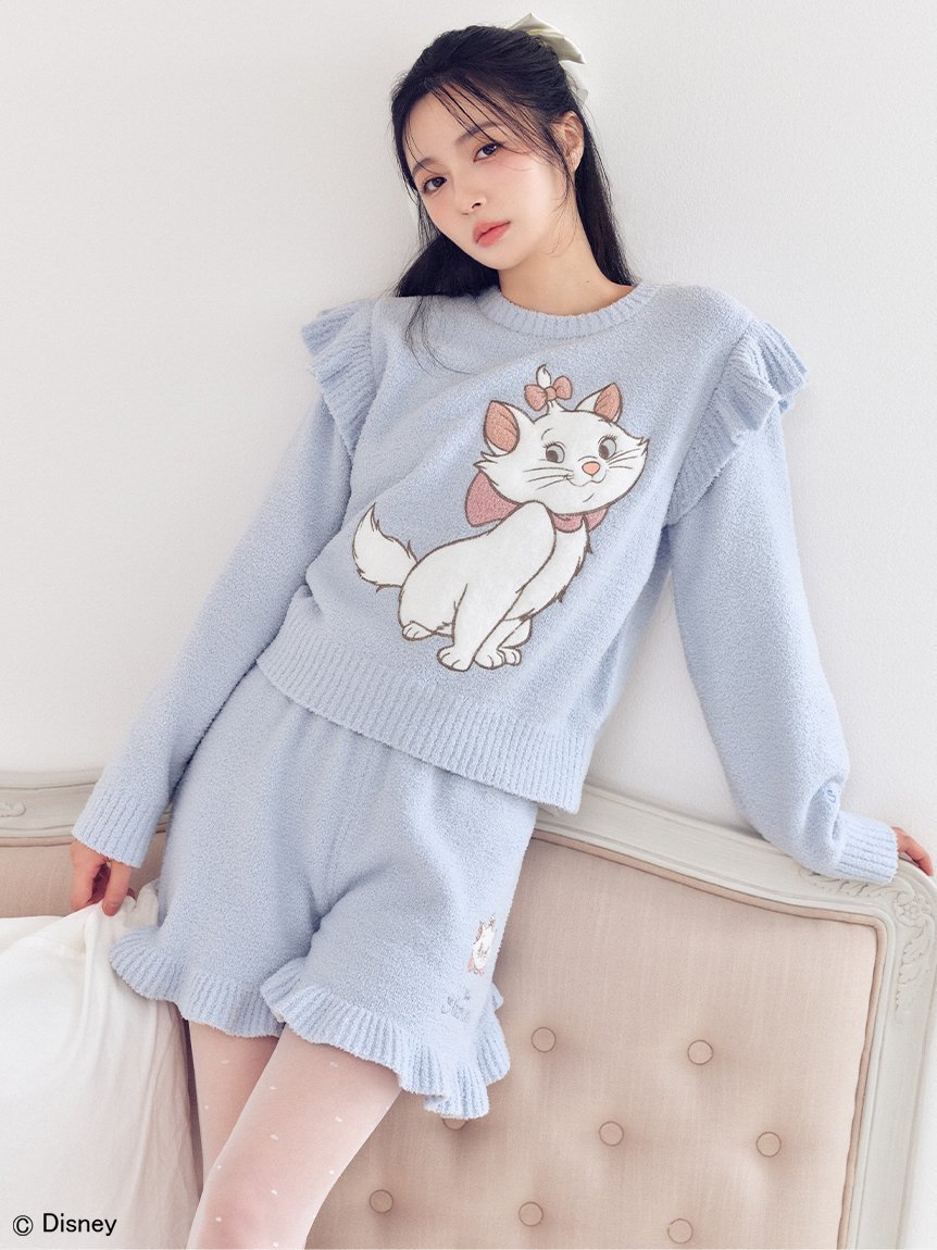 【スナイデル ホーム/SNIDEL HOME】の【WEB 一部直営店舗限定カラーあり】【The Aristocats】ニットショートパンツ インテリア・キッズ・メンズ・レディースファッション・服の通販 founy(ファニー) 　ファッション　Fashion　レディースファッション　Fashion for Women　パンツ　Pants & Trousers　ショートパンツ・ハーフパンツ　High-Waisted & Relaxed Shorts　カーディガン　Cardigan, Knitwear　ガーリー　Girly, Feminine Style　コレクション　Collection, Seasonal Line　ショート　Short, Short Length　スマート　Smart, Elegant　チャーム　Charm, Pendant　猫　Cat, Kitty　フリル　Frill, Ruffle　ポケット　Pocket, Pocket Detail　リボン　Ribbon, Bow　おすすめ　Recommended / Our Picks　お家時間・ステイホーム　Stay Home / At Home　SAX[083]|ID: prp329100004782055 ipo3291000000035026970