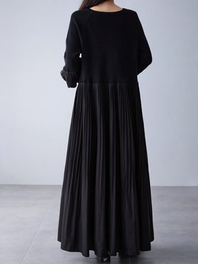 【ドゥーベル/Doux Belle】の異素材プリーツ切替ニットワンピース ワンピース レディース 人気、トレンドファッション・服の通販 founy(ファニー) ファッション Fashion レディースファッション Fashion for Women ワンピース Dresses ニットワンピース Knit Dresses スリット Slit, Slit Detail バルーン Balloon, Balloon Silhouette フィット Fit, Slim Fit フェミニン Feminine, Girly プリーツ Pleats, Pleated ロング Long, Long-Length 冬 Winter / This Winter 切替 Switching, Contrast Panel 秋 Autumn |ID:prp329100004782105