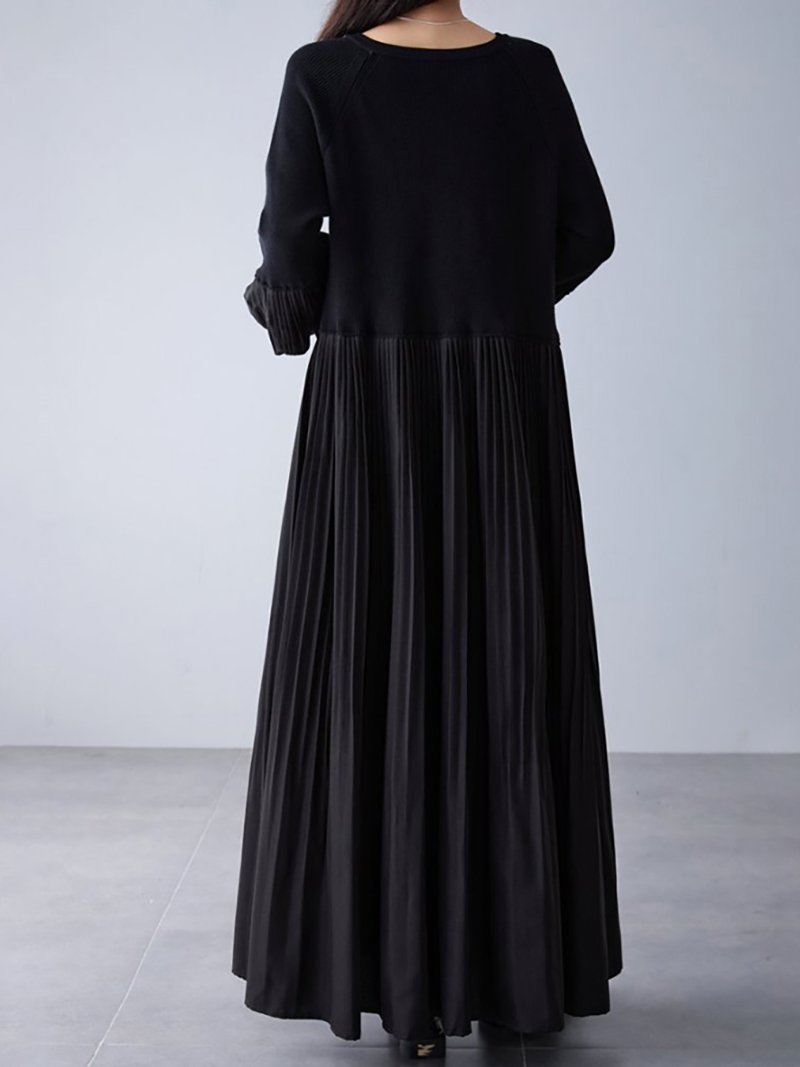 【ドゥーベル/Doux Belle】の異素材プリーツ切替ニットワンピース ワンピース レディース インテリア・キッズ・メンズ・レディースファッション・服の通販 founy(ファニー) ファッション Fashion レディースファッション Fashion for Women ワンピース Dresses ニットワンピース Knit Dresses スリット Slit, Slit Detail バルーン Balloon, Balloon Silhouette フィット Fit, Slim Fit フェミニン Feminine, Girly プリーツ Pleats, Pleated ロング Long, Long-Length 冬 Winter / This Winter 切替 Switching, Contrast Panel 秋 Autumn ブラック|ID: prp329100004782105 ipo3291000000034924320