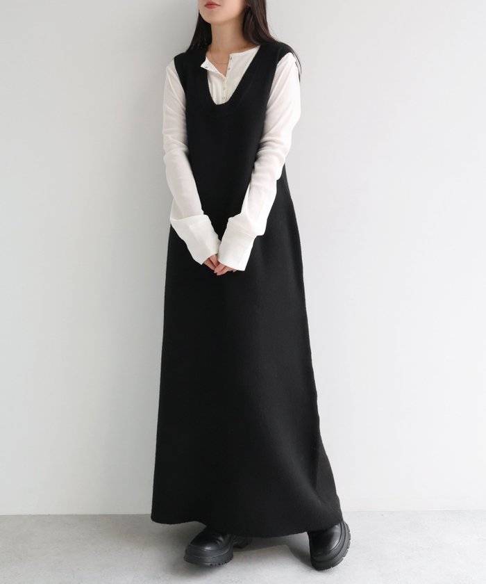 【アンドミー/andme】のミックスメランジ ノースリーブ ニット ワンピース インテリア・キッズ・メンズ・レディースファッション・服の通販 founy(ファニー) https://founy.com/ ファッション Fashion レディースファッション Fashion for Women ワンピース Dresses ニットワンピース Knit Dresses アクリル Acrylic Material インナー Innerwear シンプル Simple, Minimal タートルネック Turtleneck, High Neck ノースリーブ Sleeveless, No-Sleeve 長袖 Long Sleeve, Full Sleeve ビスチェ Bustier, Corset Top 無地 Plain, Solid Color ロング Long, Long-Length |ID: prp329100004782107 ipo3291000000034698823