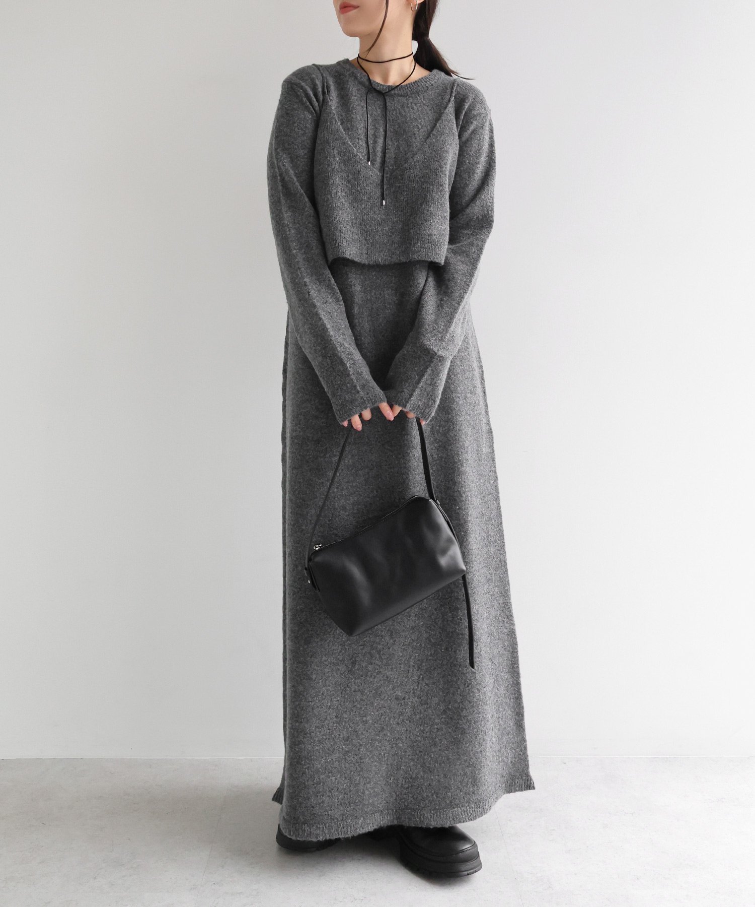 【アンドミー/andme】のビスチェ付き 長袖 ニット ワンピース インテリア・キッズ・メンズ・レディースファッション・服の通販 founy(ファニー) ファッション Fashion レディースファッション Fashion for Women ワンピース Dresses ニットワンピース Knit Dresses アクリル Acrylic Material キャミソール Camisole, Spaghetti Strap Top 長袖 Long Sleeve, Full Sleeve ビスチェ Bustier, Corset Top エレガント 上品 Elegant チャコールグレー|ID: prp329100004782108 ipo3291000000034698837