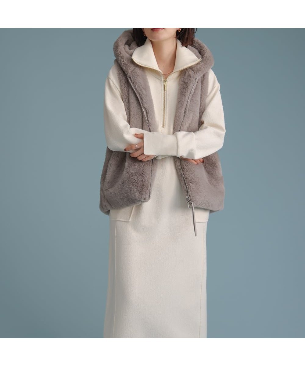 【バブ ブージュルード/Bab Bou Jeloud】のウールライクメルトンハーフジップワンピース 人気、トレンドファッション・服の通販 founy(ファニー) 　ファッション　Fashion　レディースファッション　Fashion for Women　ワンピース　Dresses　おすすめ　Recommended / Our Picks　カットソー　Cut and Sewn Top　スリット　Slit, Slit Detail　ハーフ　Half, Half-Length　再入荷　Restock / Back in Stock　 other-1|ID: prp329100004782117 ipo3291000000034950126