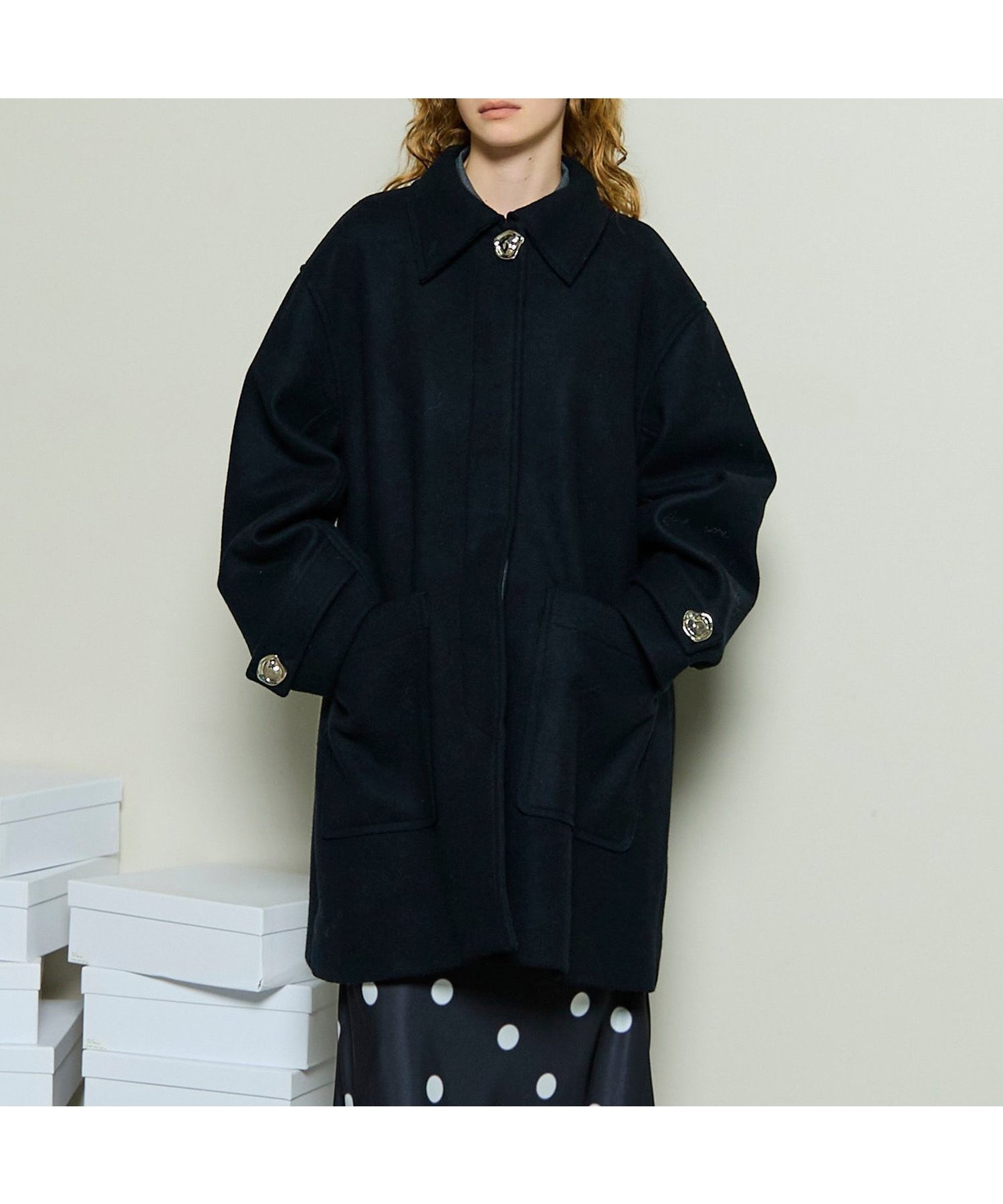 【メゾンスペシャル/MAISON SPECIAL】のメルトンコート インテリア・キッズ・メンズ・レディースファッション・服の通販 founy(ファニー) 　ファッション　Fashion　レディースファッション　Fashion for Women　アウター　Coat / Outerwear Collection　コート・ロングコート・ピーコート　Long Coats, Peacoats & More　シルバー　Silver, Metallic Silver　スタンド　Stand Collar, Upright Stand　ポケット　Pocket, Pocket Detail　メルトン　Melton, Heavy Wool　エレガント 上品　Elegant　冬　Winter / This Winter　BLK|ID: prp329100004782170 ipo3291000000034915044