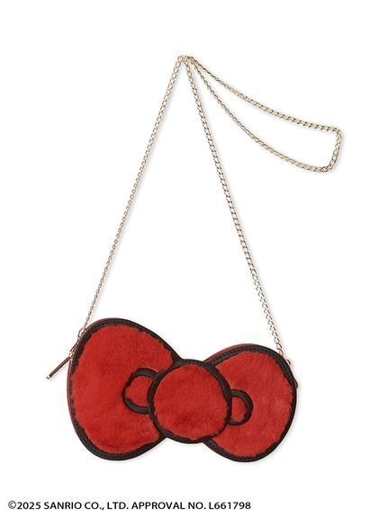 【ファーファー/FURFUR】のHELLO KITTYリボンバッグ インテリア・キッズ・メンズ・レディースファッション・服の通販 founy(ファニー) 　ファッション　Fashion　レディースファッション　Fashion for Women　バッグ　Bags　コンパクト　Compact, Small Size　ショルダー　Shoulder, Shoulder Strap　スマート　Smart, Elegant　チェーン　Chain, Chain Strap　プリント　Print, Printed Pattern　リボン　Ribbon, Bow　RED[046]|ID: prp329100004782210 ipo3291000000034873004