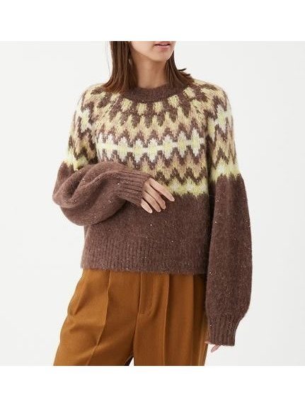 【ミラオーウェン/Mila Owen】のアルパカシャギーノルディックラメニット インテリア・キッズ・メンズ・レディースファッション・服の通販 founy(ファニー) 　ファッション　Fashion　レディースファッション　Fashion for Women　トップス・カットソー　Cut & Sew Tops　ニット　Knit Tops & Sweaters　ショート　Short, Short Length　スパンコール　Sequins, Sequin Embellishment　スマート　Smart, Elegant　トレンド　Trend, Trending Now　バランス　Balance, Style Balance　ボトム　Bottoms, Lower Wear　冬　Winter / This Winter　エレガント 上品　Elegant　ホリデーシーズン　Holiday Season　BRW[058]|ID: prp329100004782262 ipo3291000000035164047