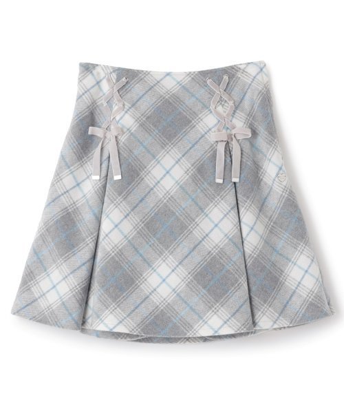 【ナルミヤ オンライン/NARUMIYA ONELINE / KIDS】のレースアップリボンシャギーチェックフレアスカパン インテリア・キッズ・メンズ・レディースファッション・服の通販 founy(ファニー) 　ファッション　Fashion　キッズファッション　Fashion for Kids　おすすめ　Recommended / Our Picks　ガーリー　Girly, Feminine Style　チェック　Check, Plaid, Tartan　ポケット　Pocket, Pocket Detail　A/W・秋冬　Autumn/Winter　ライト グレー|ID: prp329100004782286 ipo3291000000034702672
