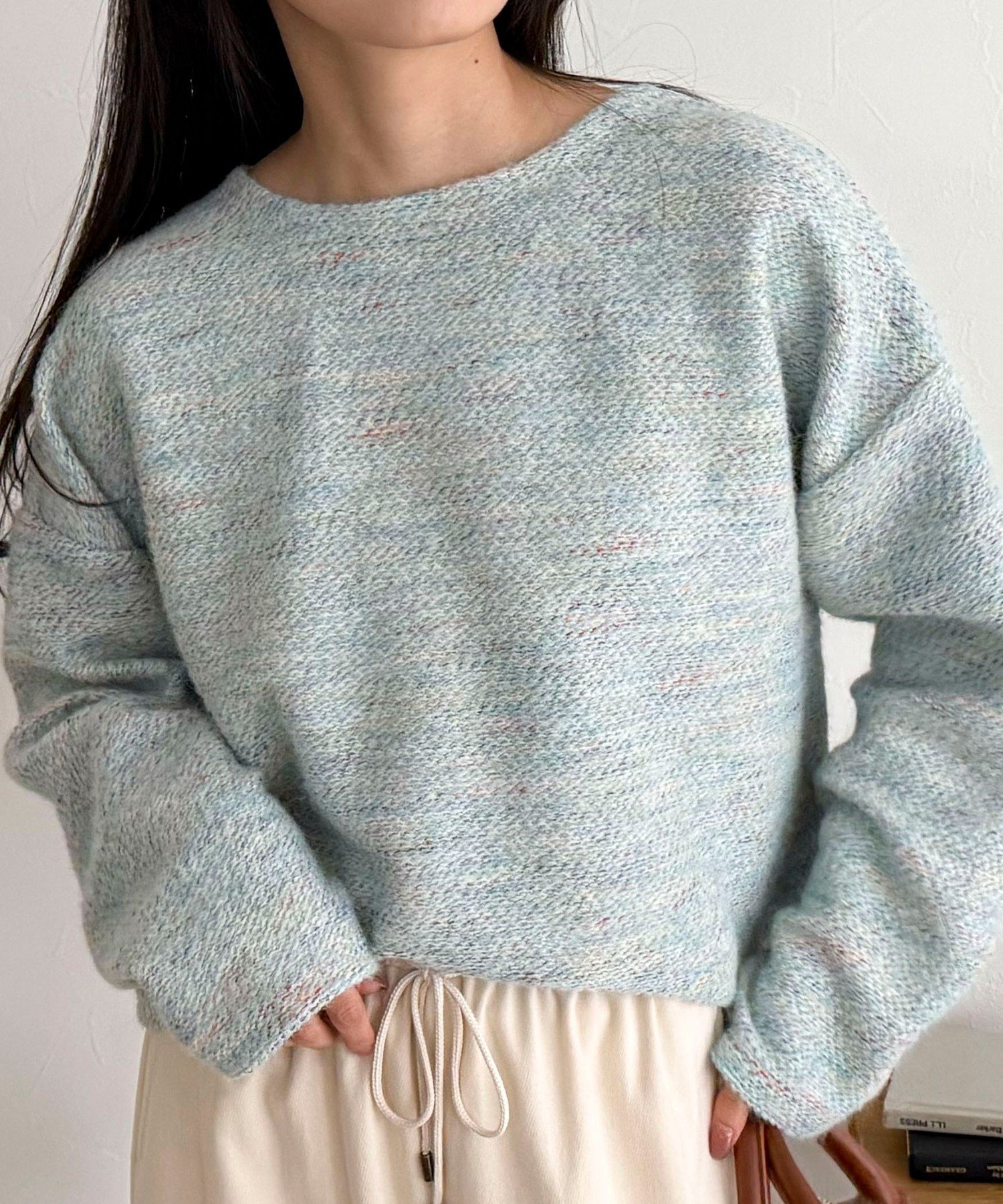 【フレディ&グロスター/FREDY&GLOSTER】のツィードニットソーコクーンプルオーバー インテリア・キッズ・メンズ・レディースファッション・服の通販 founy(ファニー) 　ファッション　Fashion　レディースファッション　Fashion for Women　トップス・カットソー　Cut & Sew Tops　ニット　Knit Tops & Sweaters　カジュアルプルオーバー・ニットトップス　Pullovers & Knit Tops / Casual Pullovers　2025年　2025　2025-2026秋冬・A/W　Autumn/Winter 2025–26 AW25–26　おすすめ　Recommended / Our Picks　ツイード　Twill, Twill Weave　プレート　Plate, Dish　ミックス　Mix, Mixed Style　ラウンド　Round, Round Neck　サックスブルー|ID: prp329100004782846 ipo3291000000034983521