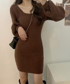 【ミニミニストア/miniministore】のリブニットワンピース レディース 韓国風 ブラウン|ID: prp329100004783320 ipo3291000000034713498