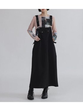 【ラシュッド/LASUD】のフェイクレザーストラップジャンパースカート 人気、トレンドファッション・服の通販 founy(ファニー) ファッション Fashion レディースファッション Fashion for Women スカート Skirts おすすめ Recommended / Our Picks インナー Innerwear カットソー Cut and Sewn Top シアー Sheer, See-Through スニーカー Sneakers, Trainers チュール Tulip, Tulip Motif バランス Balance, Style Balance フェイクレザー Faux Leather, PU Leather フレア Flare, Flared ラップ Wrap, Wrap Design ロング Long, Long-Length |ID:prp329100004783322