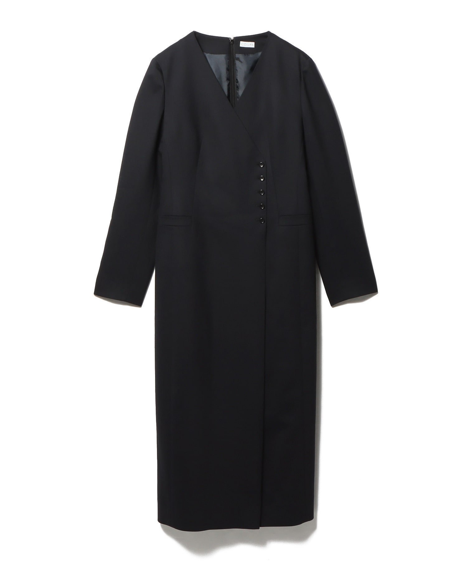 【エストネーション/ESTNATION】のノーカラーワンピース《EXCLUSIVE》 インテリア・キッズ・メンズ・レディースファッション・服の通販 founy(ファニー) 　ファッション　Fashion　レディースファッション　Fashion for Women　ワンピース　Dresses　コレクション　Collection, Seasonal Line　ジャケット　Jacket, Outerwear　ストレッチ　Stretch, Stretchy Fabric　セットアップ　Set-Up, Coordinated Outfit　センター　Center, Center Line　ドレス　Dress, One-Piece　ドレープ　Drape, Draping Fabric　ファブリック　Fabric, Textile　エレガント 上品　Elegant　ネイビー|ID: prp329100004783323 ipo3291000000035170218