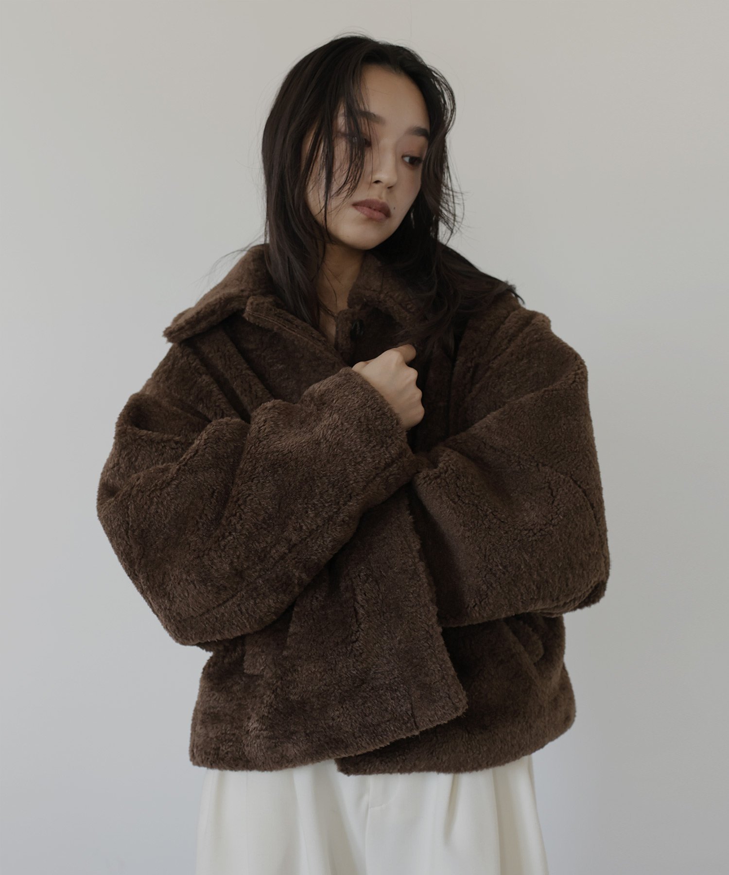 【ヘラム/hellam】のボアコクーンスリーブジャケット インテリア・キッズ・メンズ・レディースファッション・服の通販 founy(ファニー) 　ファッション　Fashion　レディースファッション　Fashion for Women　アウター　Coat / Outerwear Collection　レディースジャケット・軽アウター　Jackets　ジャケット　Jacket, Outerwear　ブラウン|ID: prp329100004783433 ipo3291000000034936055