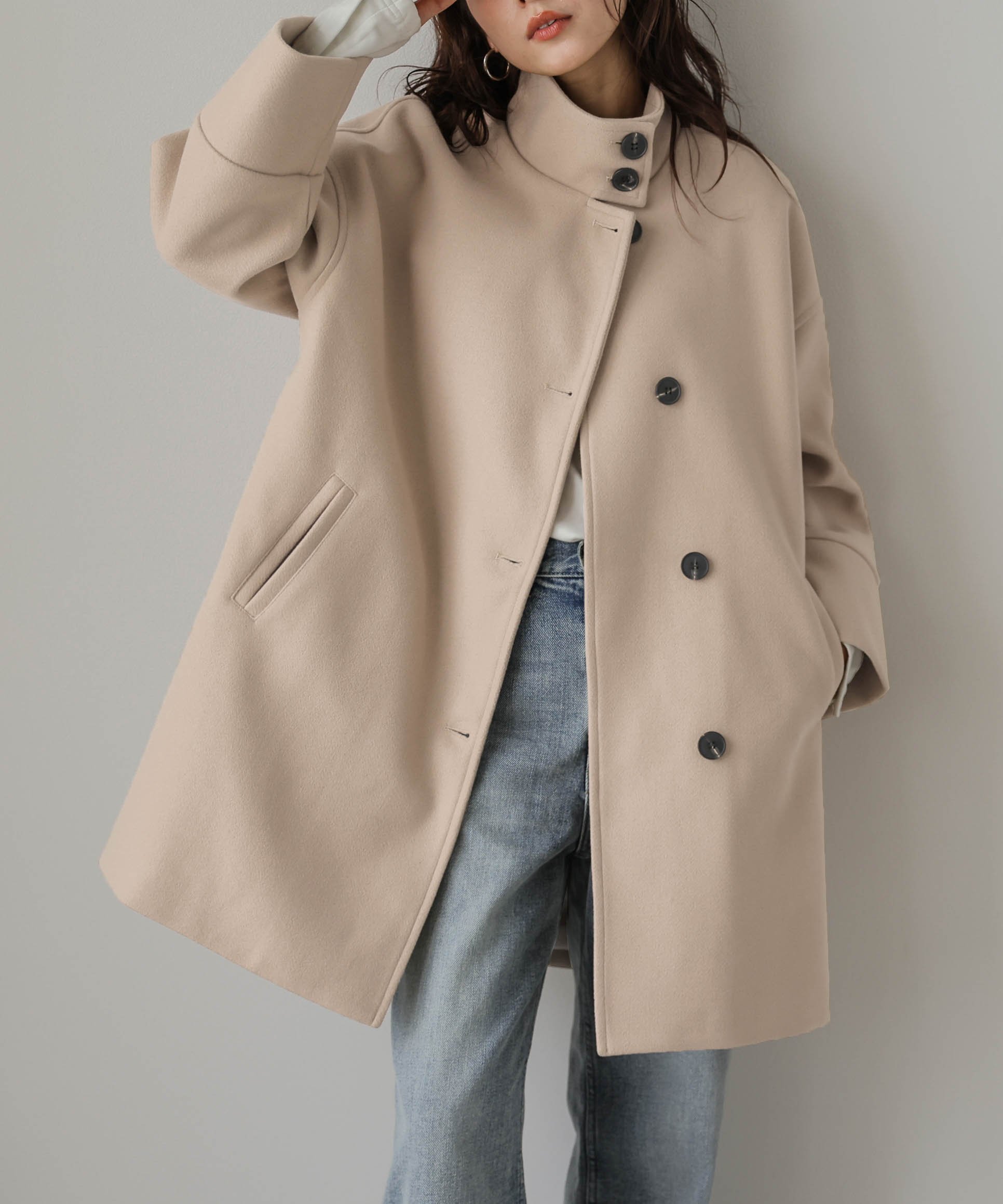 【ラジュール/Lajour】のスタンドカラーコート インテリア・キッズ・メンズ・レディースファッション・服の通販 founy(ファニー) 　ファッション　Fashion　レディースファッション　Fashion for Women　アウター　Coat / Outerwear Collection　コート・ロングコート・ピーコート　Long Coats, Peacoats & More　おすすめ　Recommended / Our Picks　ショルダー　Shoulder, Shoulder Strap　シンプル　Simple, Minimal　スタンド　Stand Collar, Upright Stand　ドロップ　Drop Shoulder, Dropped Style　ミドル　Middle Length, Mid Height　エレガント 上品　Elegant　A/W・秋冬　Autumn/Winter　ベージュ|ID: prp329100004783659 ipo3291000000034718105