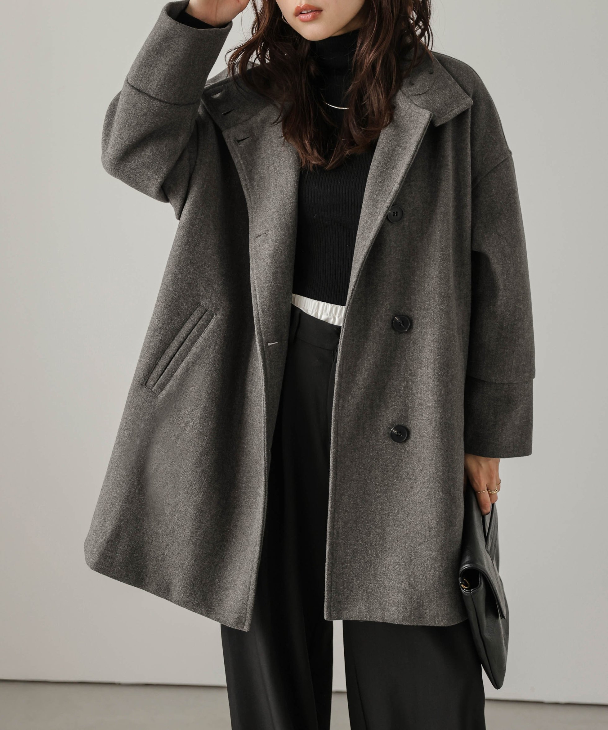 【ラジュール/Lajour】のスタンドカラーコート インテリア・キッズ・メンズ・レディースファッション・服の通販 founy(ファニー) 　ファッション　Fashion　レディースファッション　Fashion for Women　アウター　Coat / Outerwear Collection　コート・ロングコート・ピーコート　Long Coats, Peacoats & More　おすすめ　Recommended / Our Picks　ショルダー　Shoulder, Shoulder Strap　シンプル　Simple, Minimal　スタンド　Stand Collar, Upright Stand　ドロップ　Drop Shoulder, Dropped Style　ミドル　Middle Length, Mid Height　エレガント 上品　Elegant　A/W・秋冬　Autumn/Winter　グレー|ID: prp329100004783659 ipo3291000000034718106