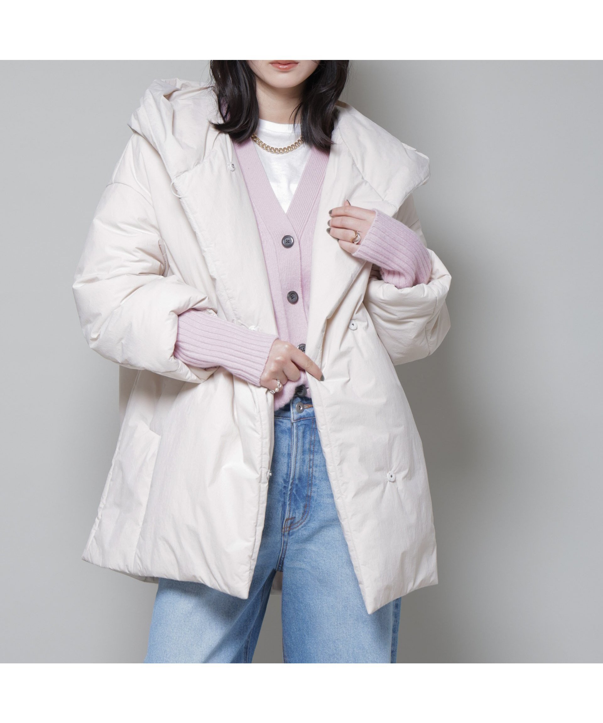 【ナノ ユニバース/nano universe】のETHERMALOFTAEROGEL 中綿フードコクーンコート インテリア・キッズ・メンズ・レディースファッション・服の通販 founy(ファニー) 　ファッション　Fashion　レディースファッション　Fashion for Women　アウター　Coat / Outerwear Collection　コート・ロングコート・ピーコート　Long Coats, Peacoats & More　ショルダー　Shoulder, Shoulder Strap　ショール　Shawl, Wrap　ダウン　Down, Puffer　ダブル　Double, Double-Breasted　ドロップ　Drop Shoulder, Dropped Style　フォルム　Silhouette, Form　防寒　Cold Protection, Winter-Ready　ミドル　Middle Length, Mid Height　ワッシャー　Washer, Crinkled Finish　冬　Winter / This Winter　2025年　2025　2025-2026秋冬・A/W　Autumn/Winter 2025–26 AW25–26　ライトベージュ1|ID: prp329100004783672 ipo3291000000035168799